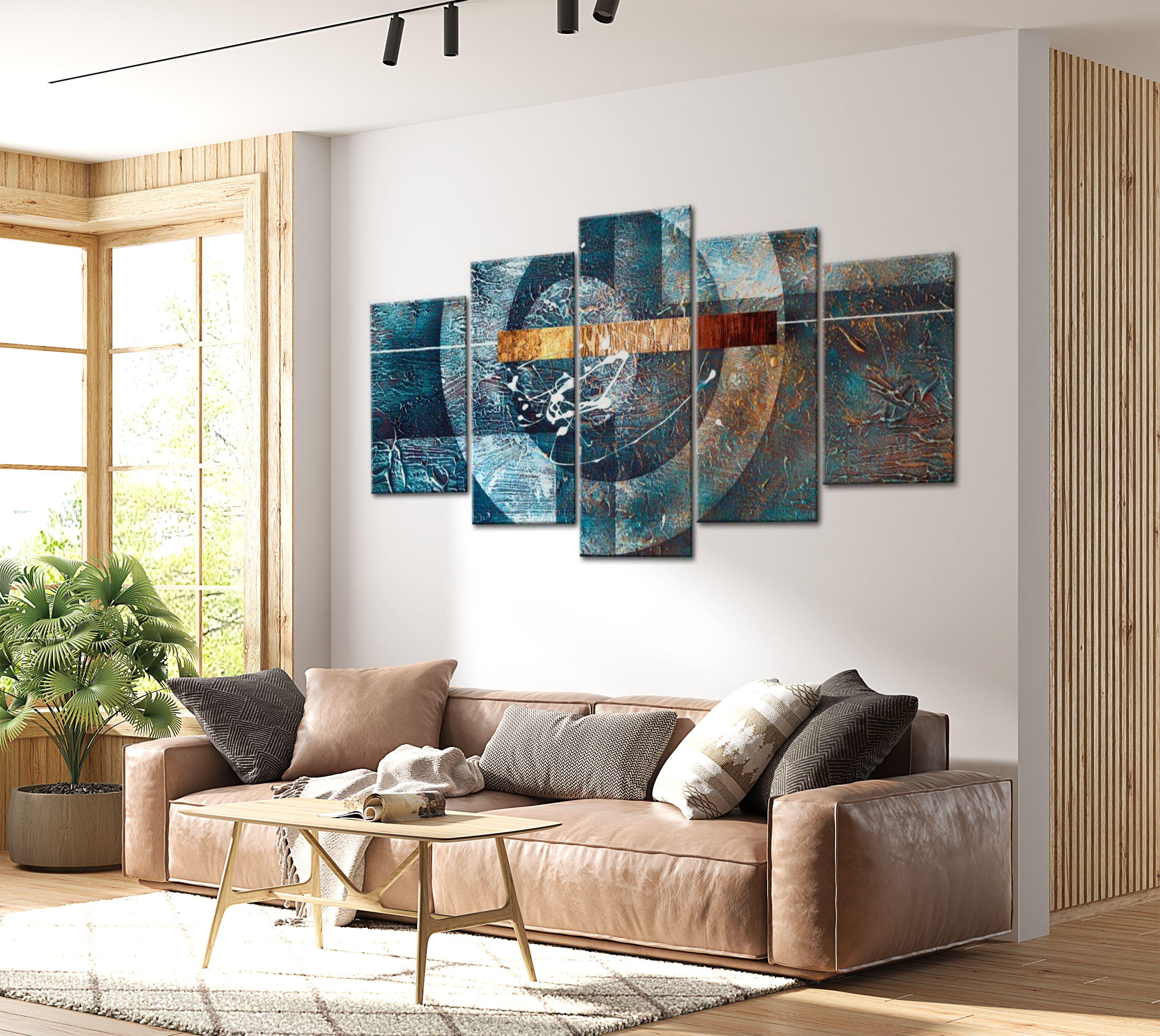 Abstract Canvas Wall Art - Blue Galaxy - 5 Pieces