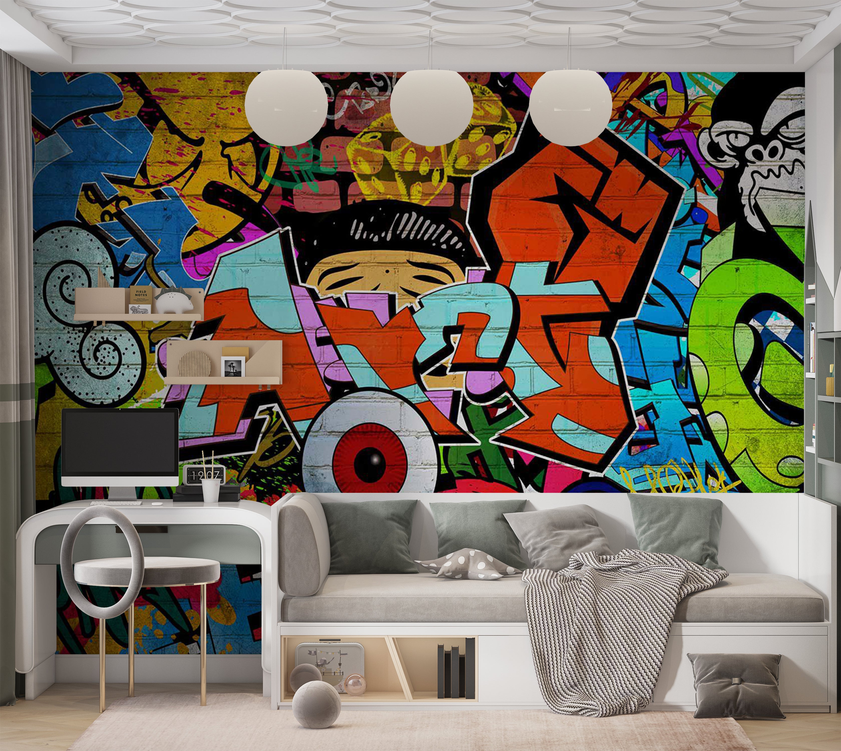 Peel & Stick Street Art Wall Mural - Hip Hop Art 38"Wx27"H