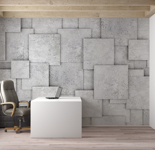 Background & Patterns Wallpaper Wall Mural - Concrete Tiles 39"Wx27"H