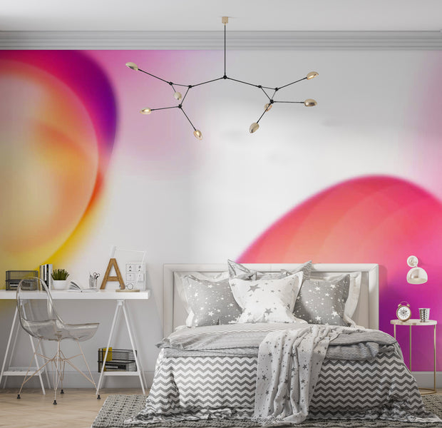 Peel & Stick Abstract Wall Mural - Juicy Yellow Pink Shapes 38"Wx27"H