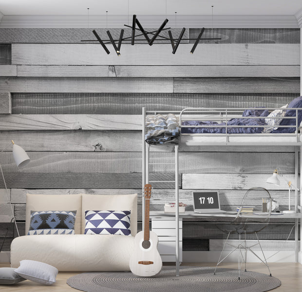 Background & Patterns Wallpaper Wall Mural - Grey Washed Wooden Planks 39"Wx27"H