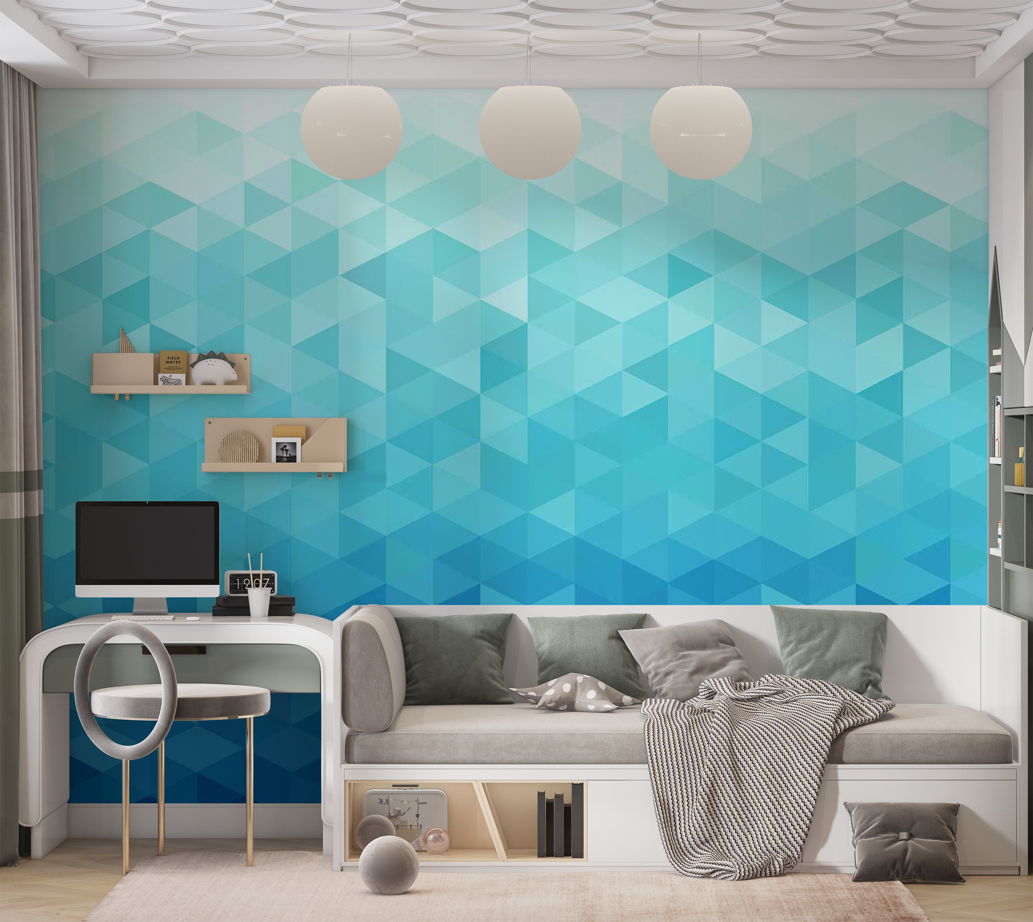 Peel & Stick Wall Mural - Azure pixel 38"Wx27"H