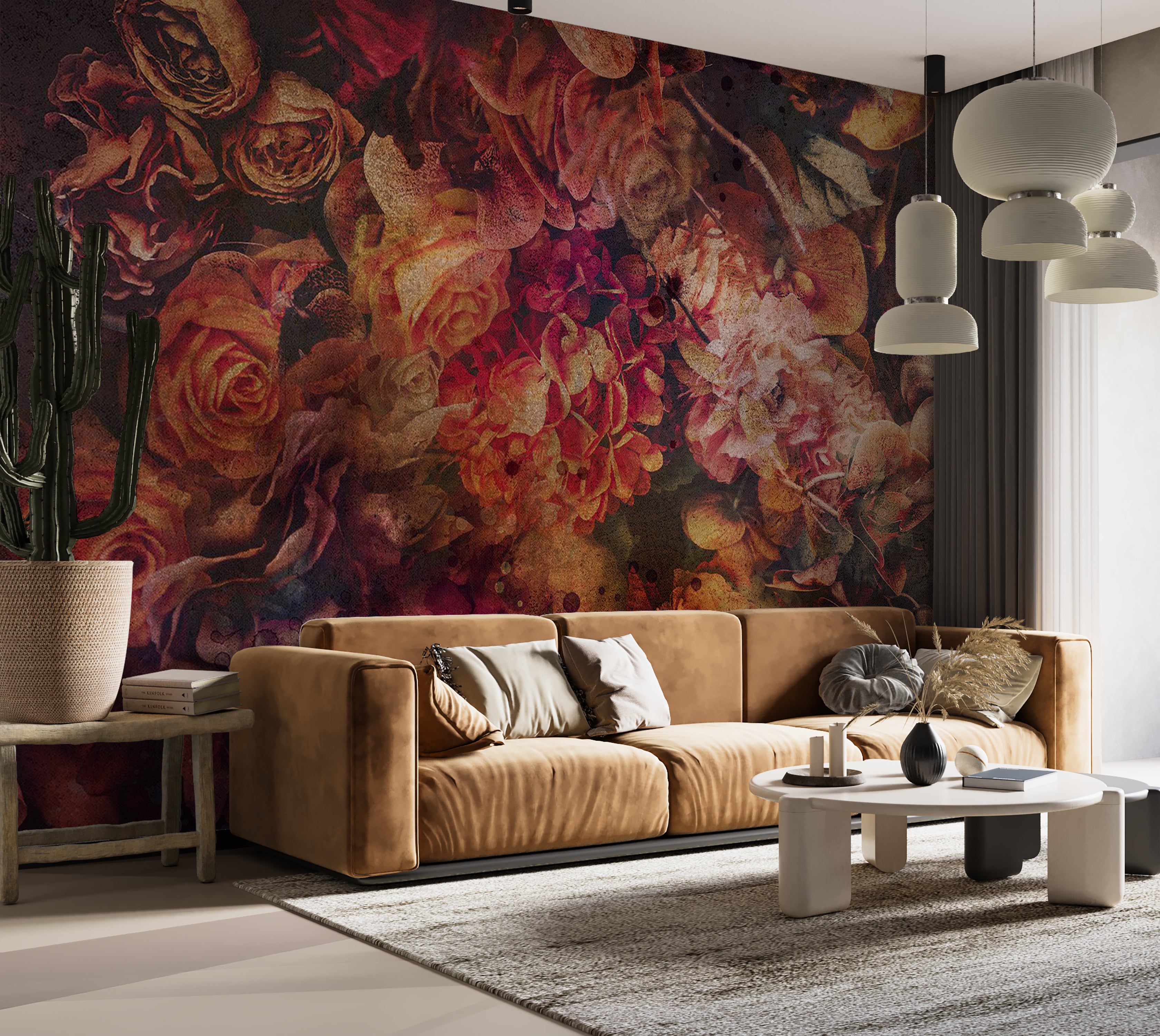 Floral Wallpaper Wall Mural - Vintage Flowers 39"Wx27"H