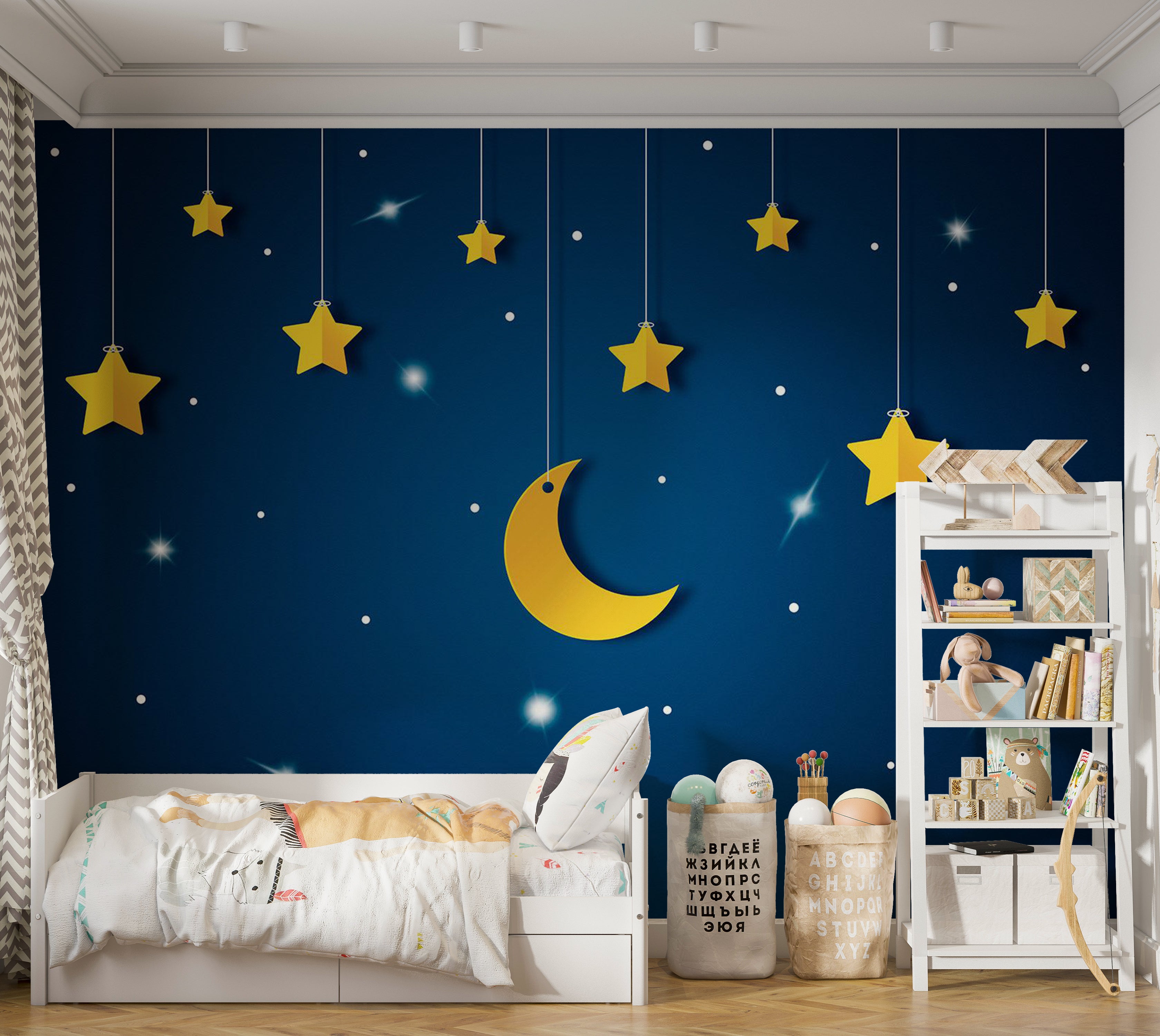 Kids Wallpaper Wall Mural - Blue Night Sky 39"Wx27"H / Standard