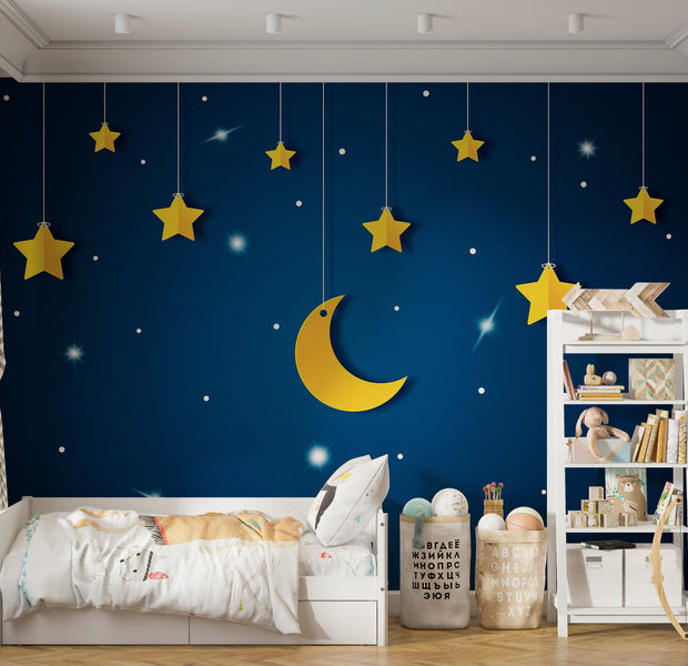 Kids Wallpaper Wall Mural - Blue Night Sky 39"Wx27"H / Standard