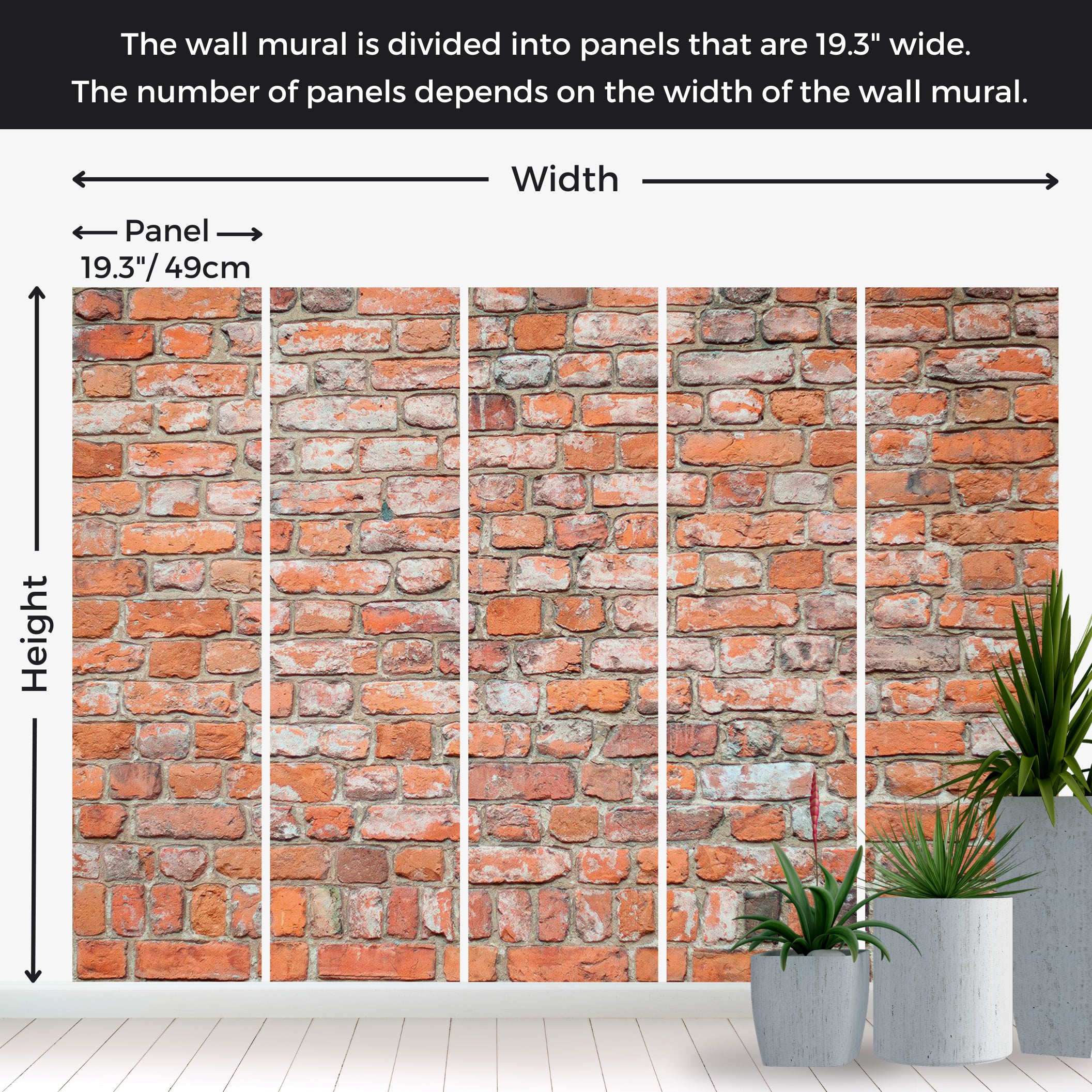 Peel & Stick Wall Mural - Red Brick Loft Wall 38"Wx27"H