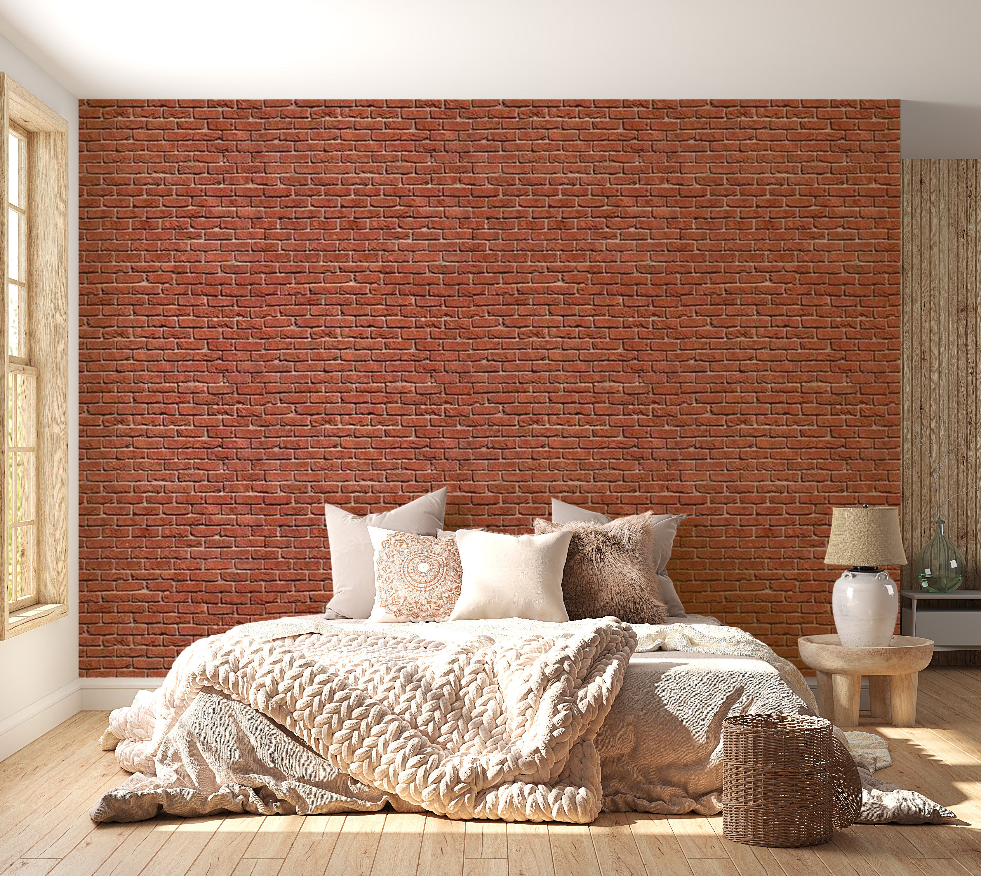 Background & Patterns Wallpaper Wall Mural - Modern Red Brick Wall 118"Wx90"H