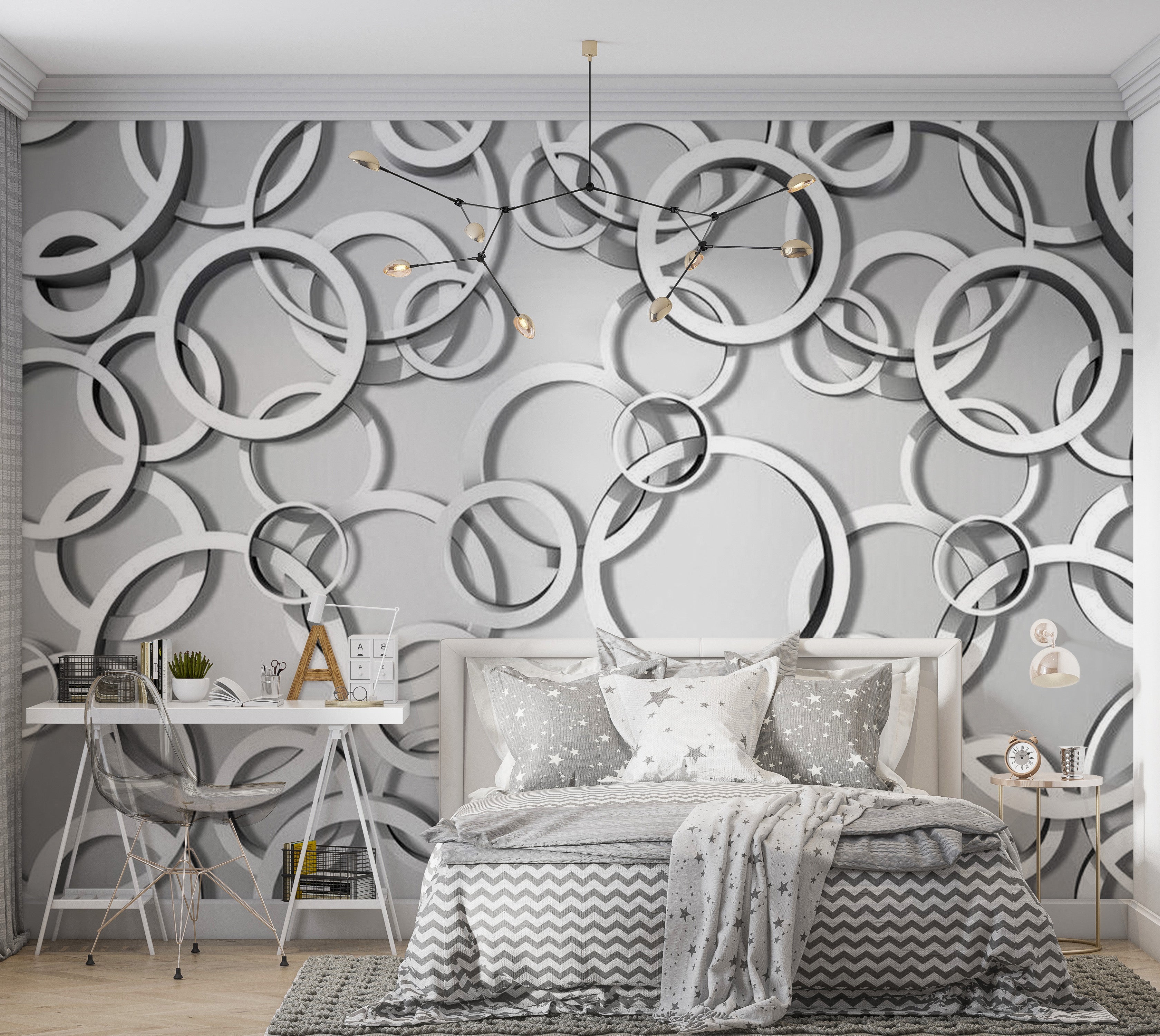 Abstract Wallpaper Wall Mural - Vicious Circles 39"Wx27"H