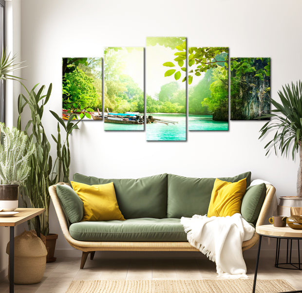 Stretched Canvas Landscape Art - Under The Cover Of Trees 40"Wx20"H