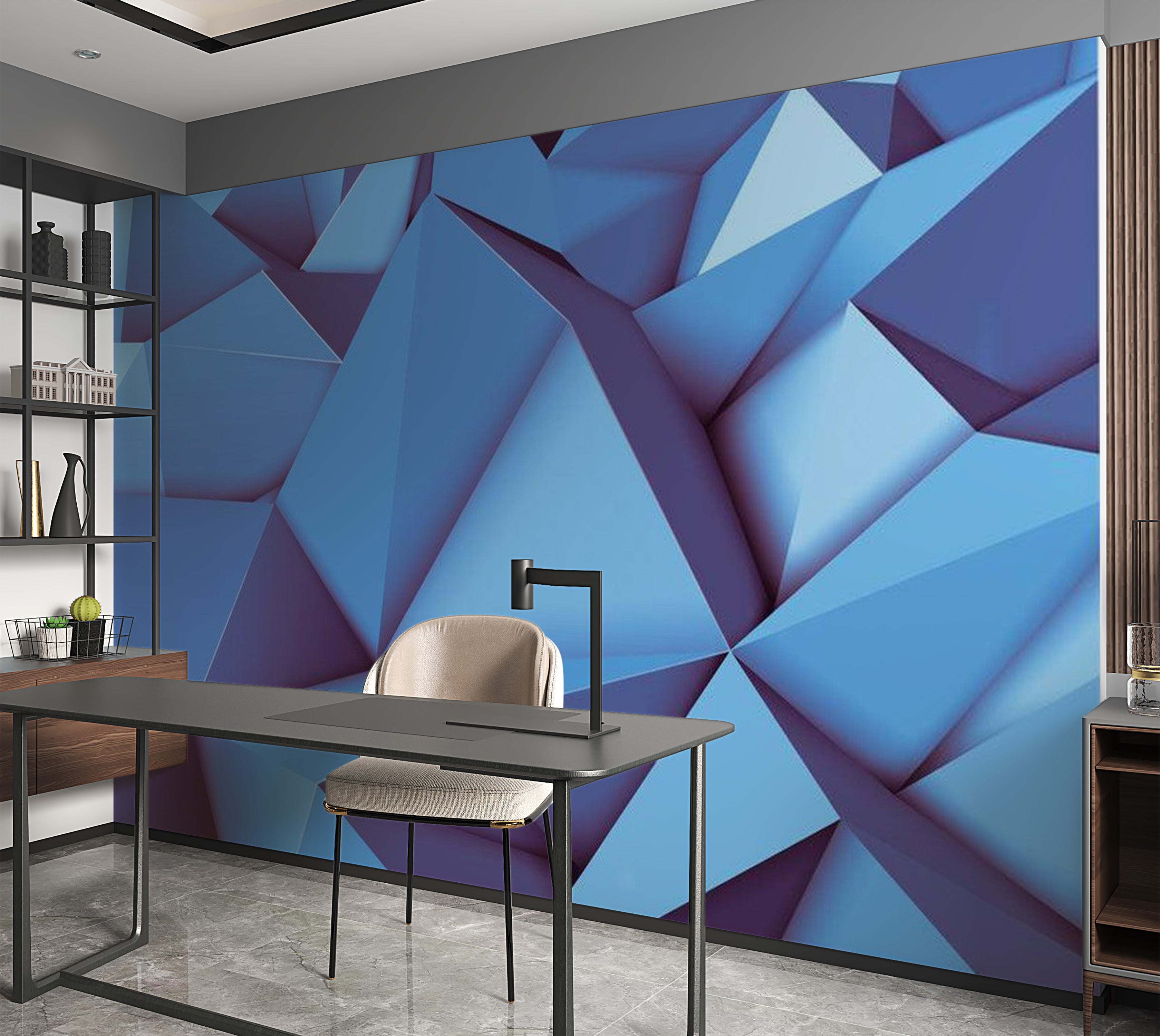 Abstract Wallpaper Wall Mural - Royal Blue 39"Wx27"H