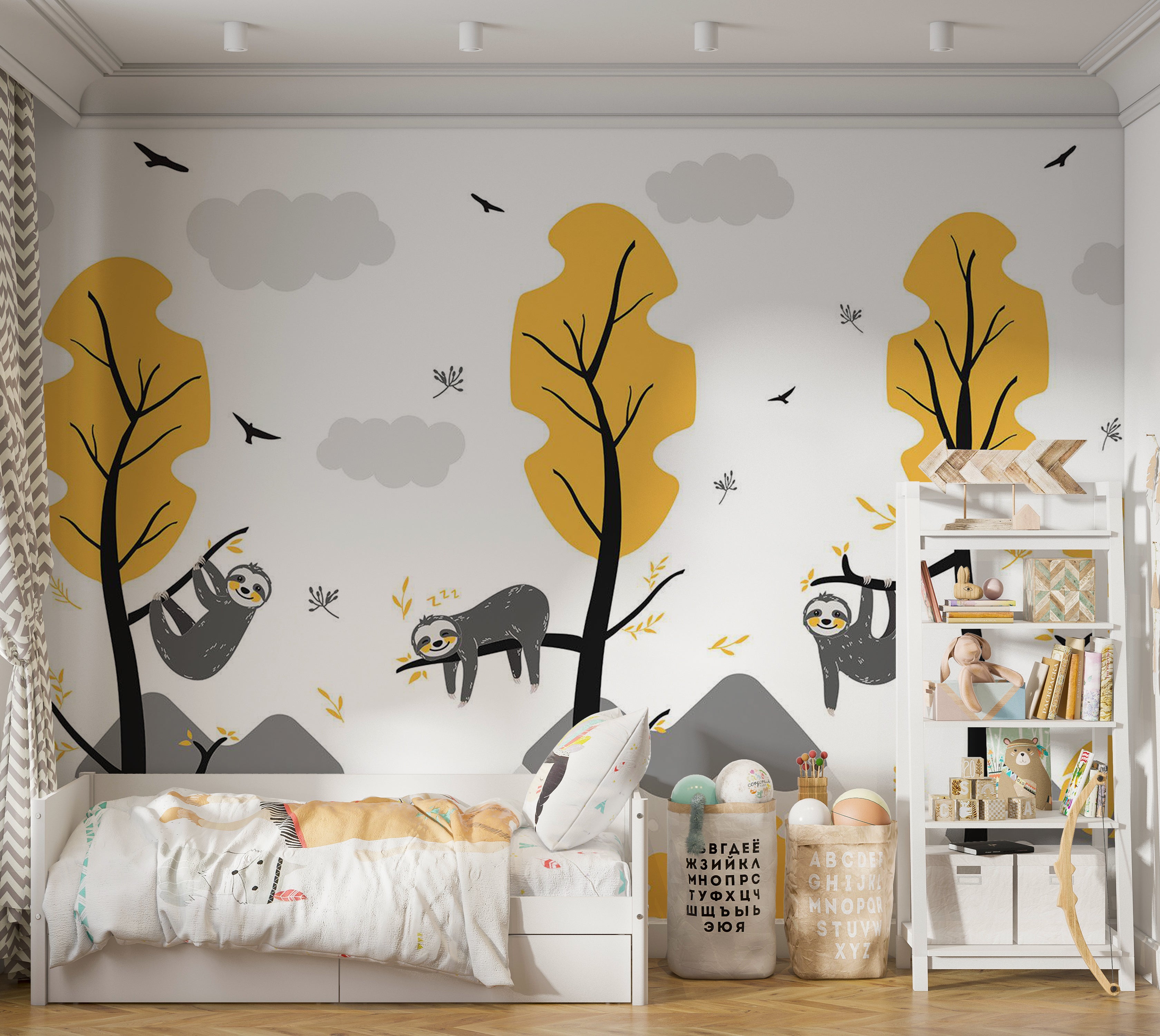 Kids Wallpaper Wall Mural - Cute Sloths 39"Wx27"H / Standard