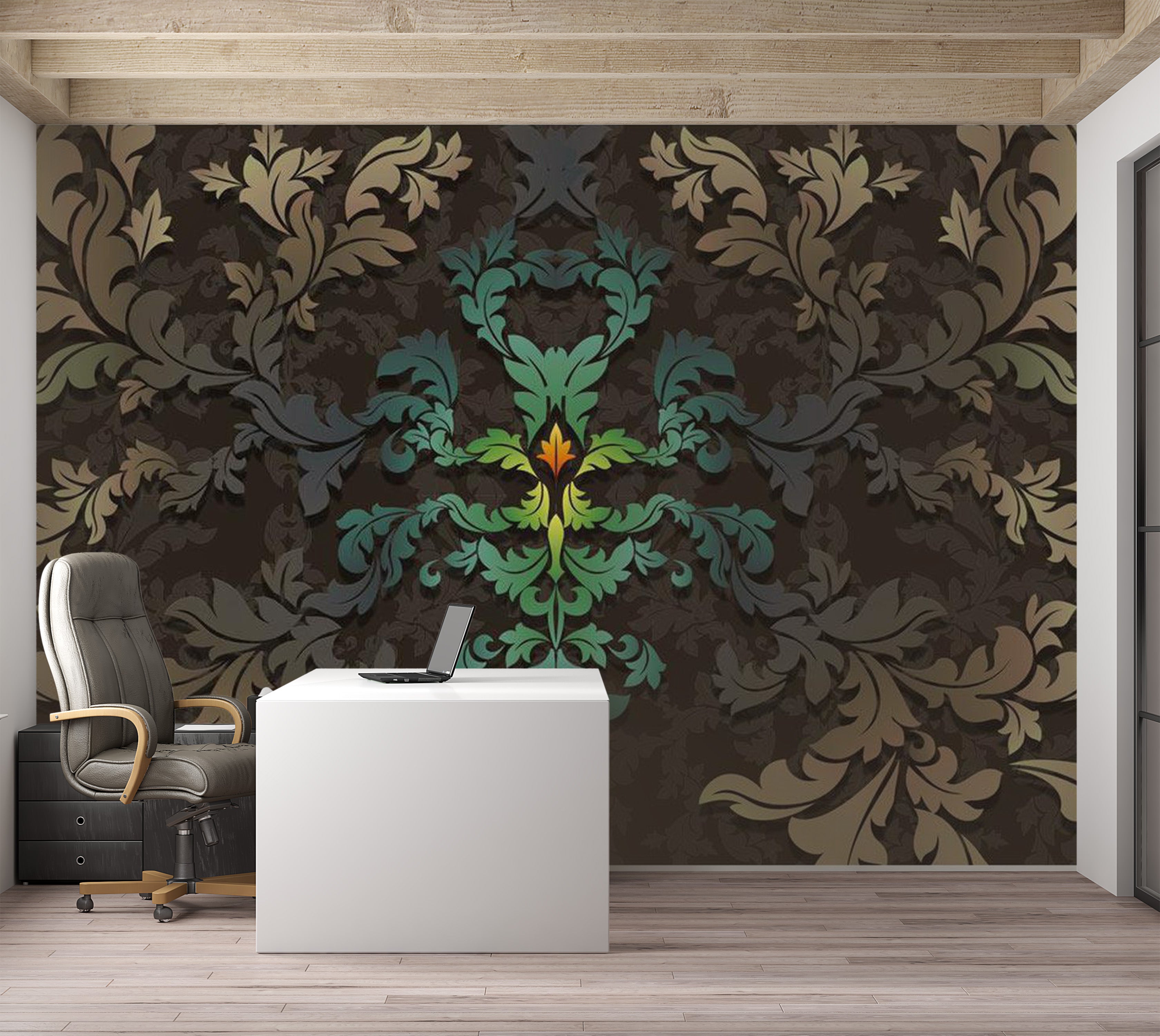 Abstract Wallpaper Wall Mural - Dancing Leaves 39"Wx27"H