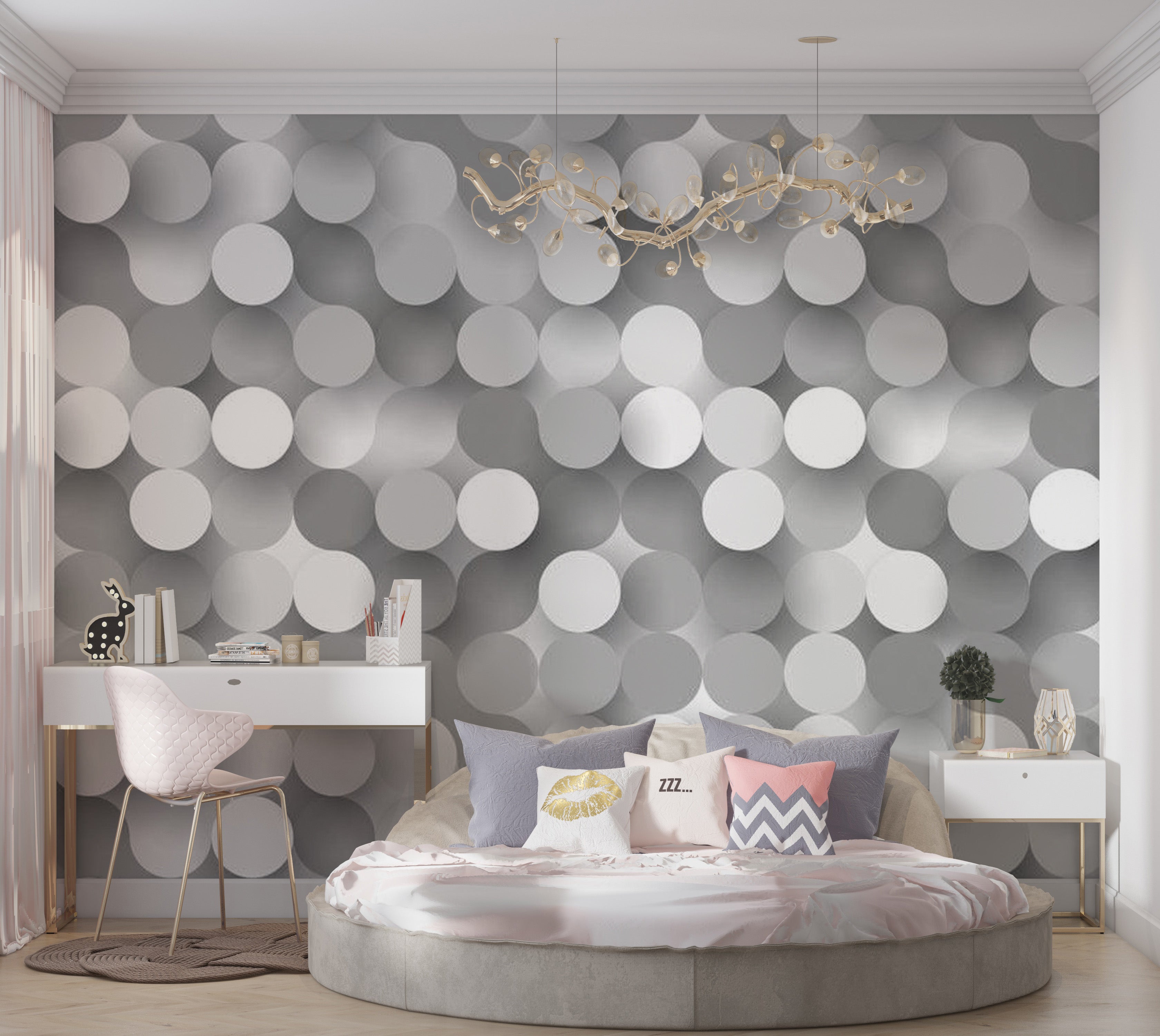 Abstract Wallpaper Wall Mural - Silver Net 39"Wx27"H