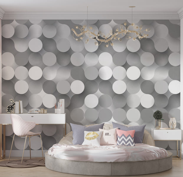 Abstract Wallpaper Wall Mural - Silver Net 39"Wx27"H