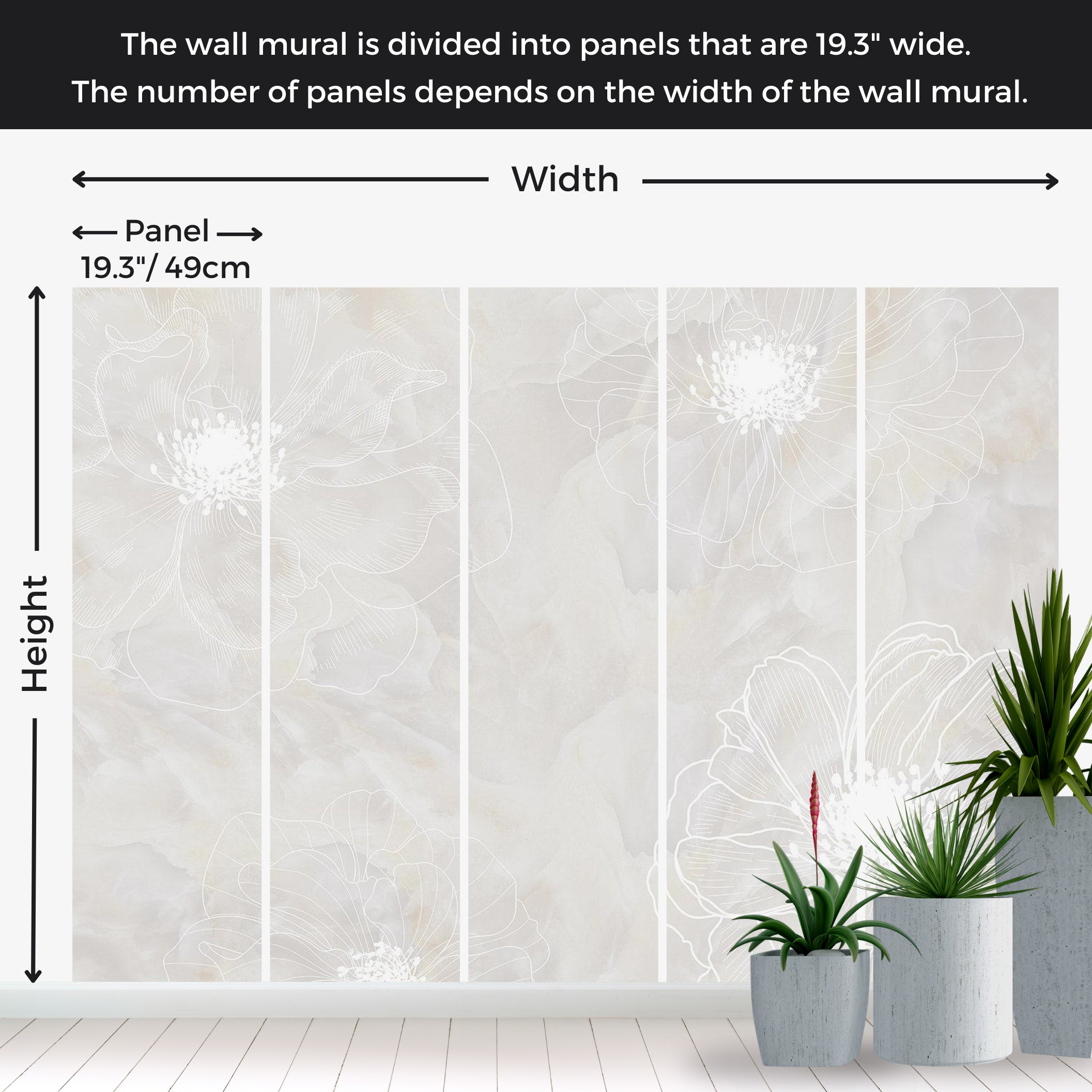 Peel & Stick Floral Wall Mural - Delicacy of The Moment 38"Wx27"H
