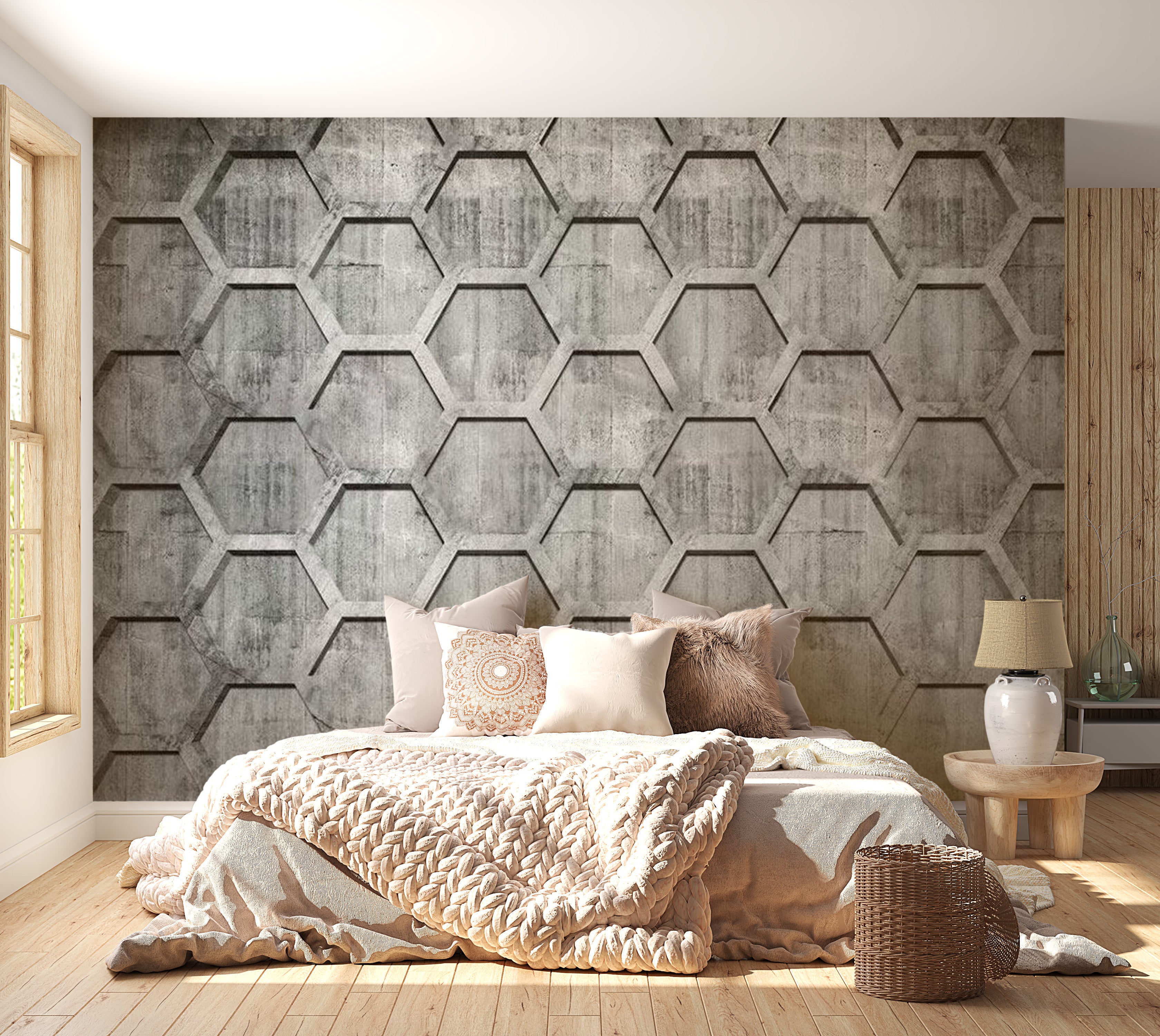 Background & Patterns Wallpaper Wall Mural - Platinum Cubes 39"Wx27"H