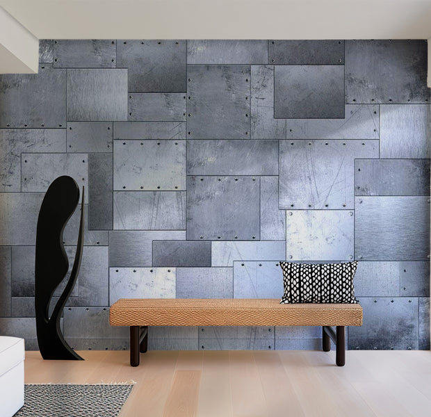 Background & Patterns Wallpaper Wall Mural - Industrial Modern Metal Plates 39"Wx27"H