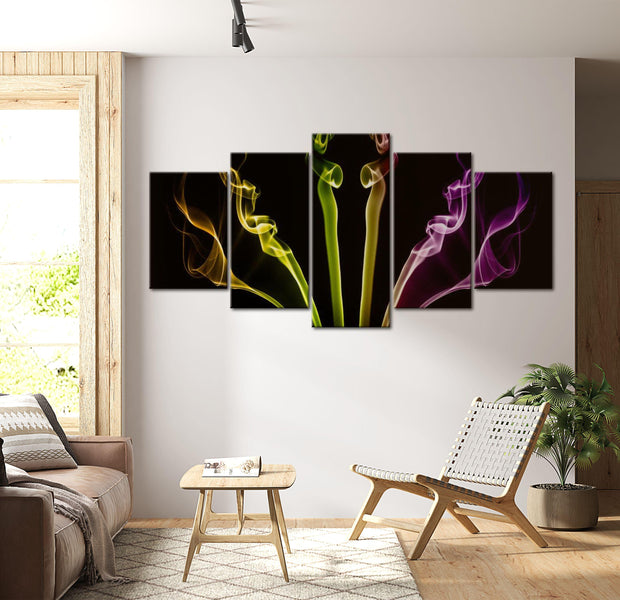 Abstract Canvas Wall Art - Multicolored Streaks - 5 Pieces