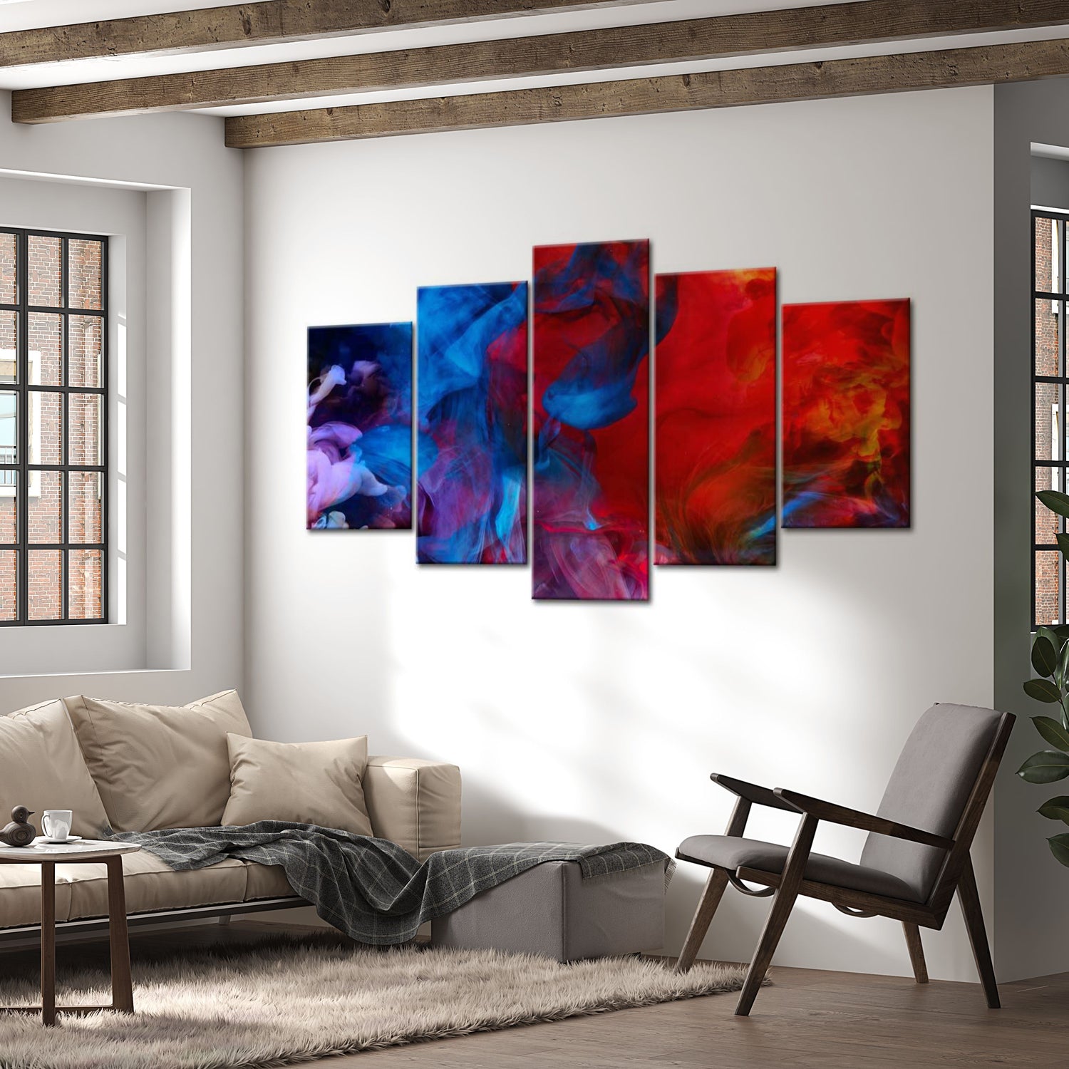 Abstract Canvas Wall Art - Dance Of Colourful Flames
