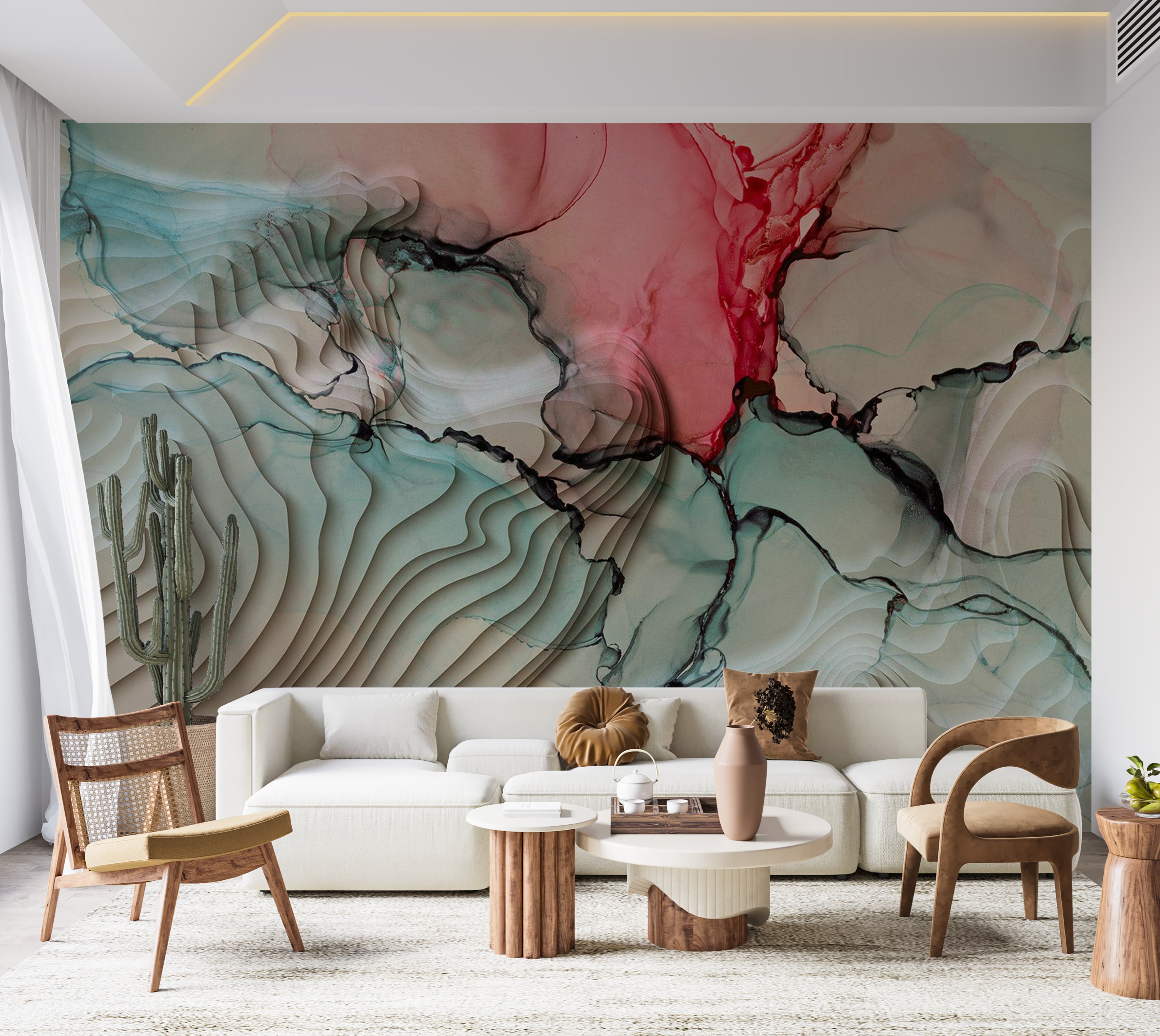 Abstract Wallpaper Wall Mural - 3D Ink Composition 39"Wx27"H / Standard