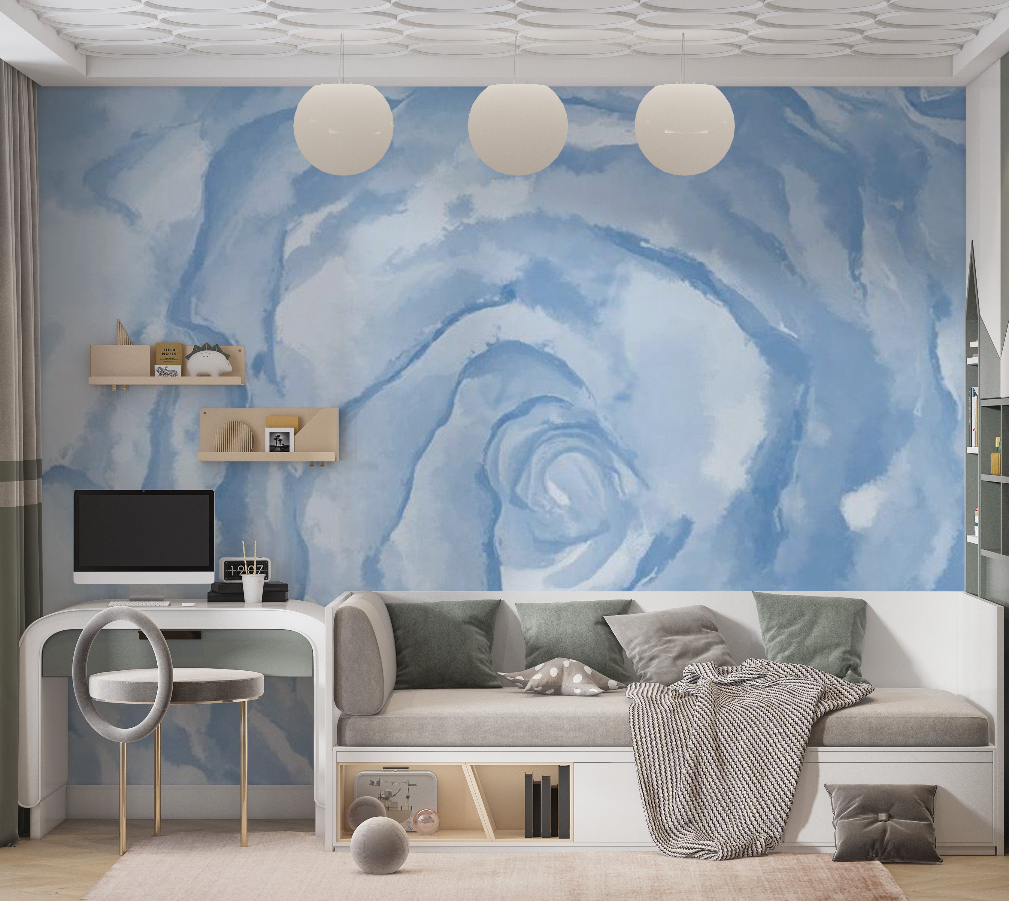 Abstract Wallpaper Wall Mural - Rose Blue 118"Wx90"H