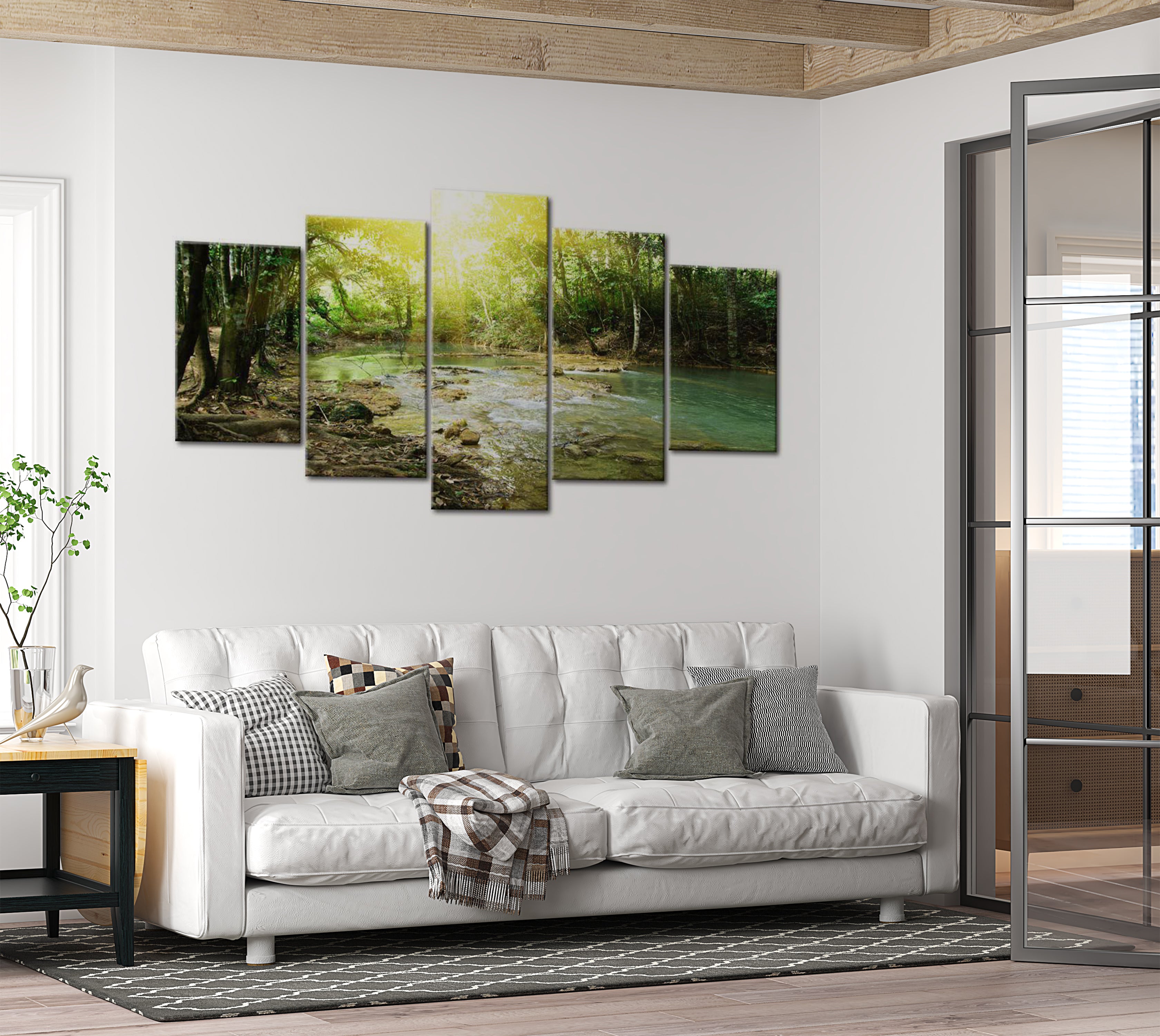 Stretched Canvas Landscape Art - Forest River 40"Wx20"H