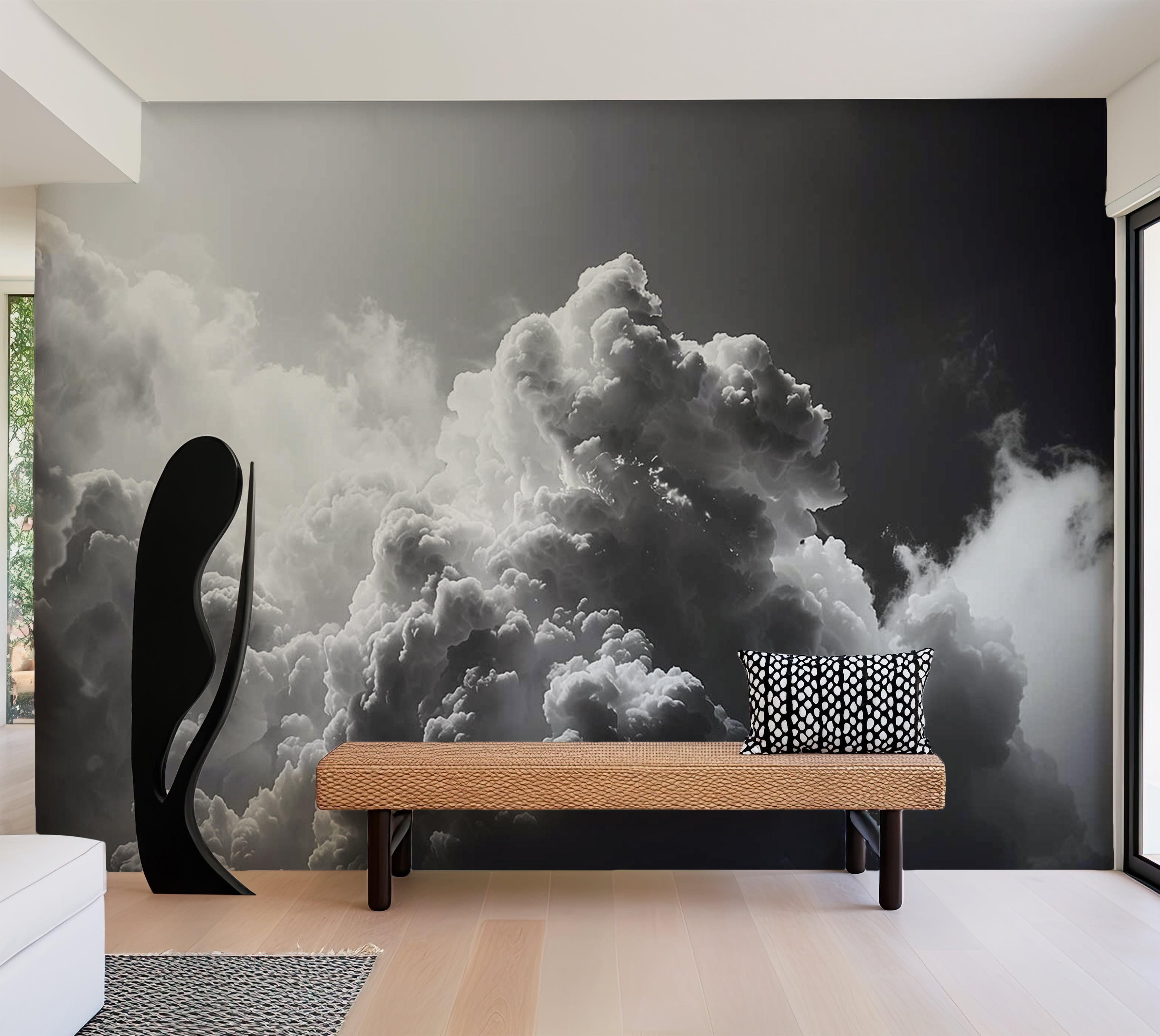 Peel & Stick Wall Mural - Dark Sunny Clouds 38"Wx27"H