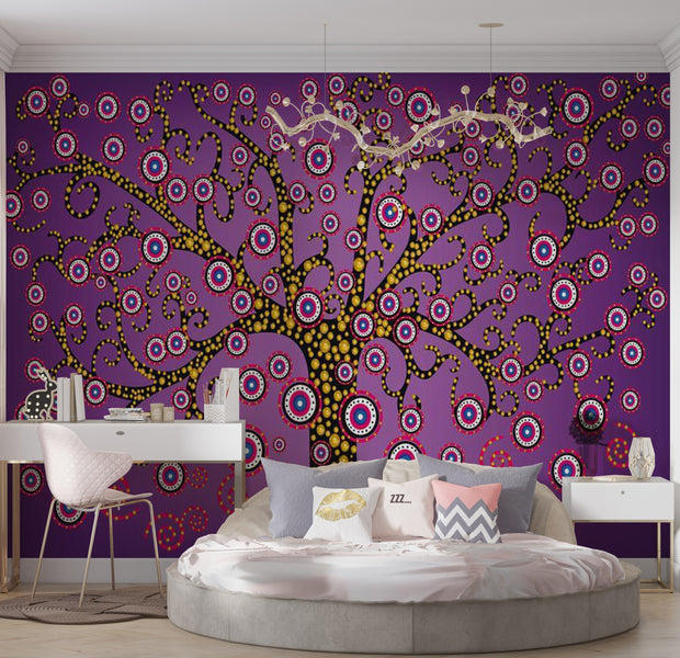 Abstract Wallpaper Wall Mural - Abstract: Tree Violet 118"Wx90"H