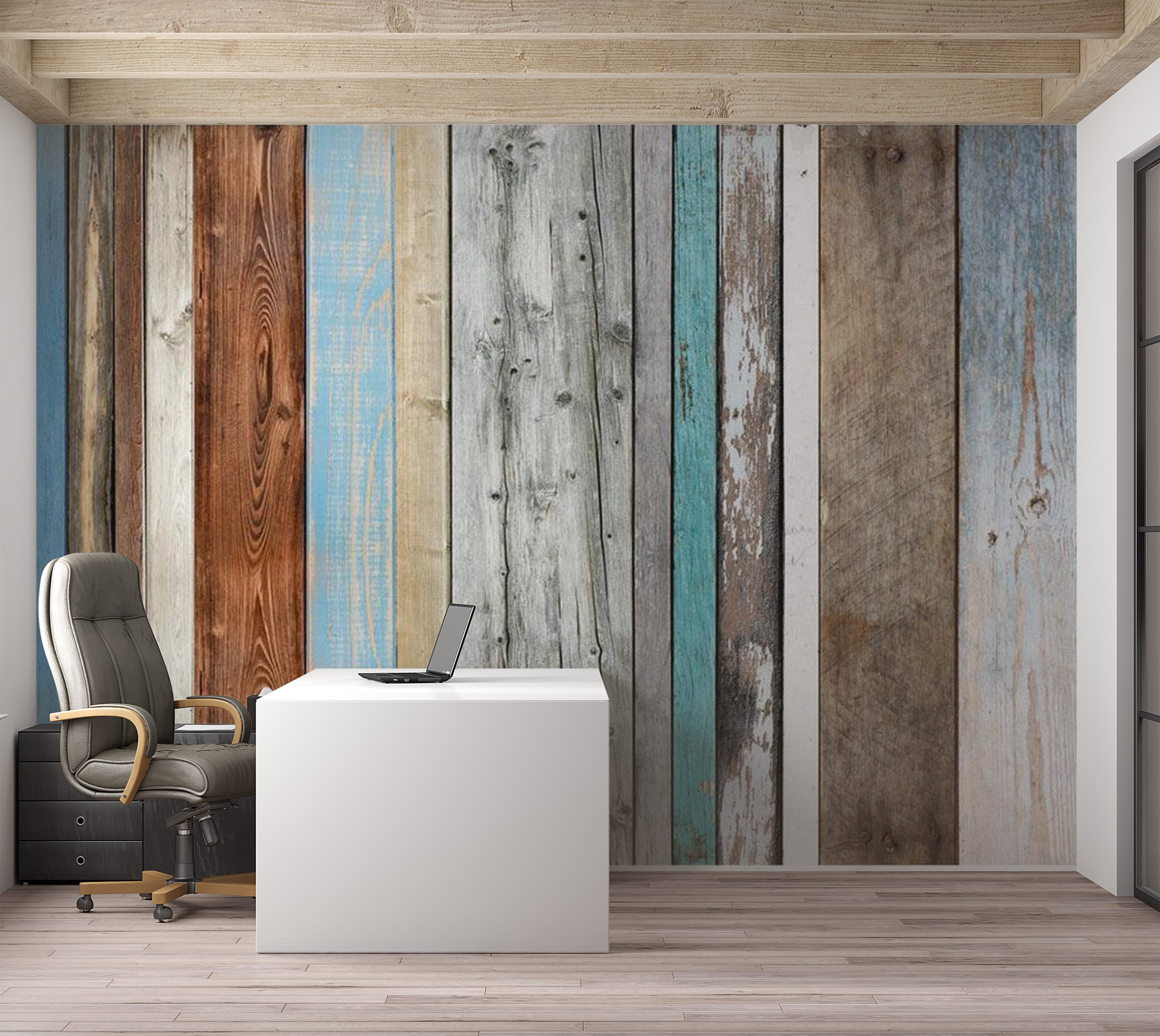 Background & Patterns Wallpaper Wall Mural - Mixed Distressed Wood 39"Wx27"H