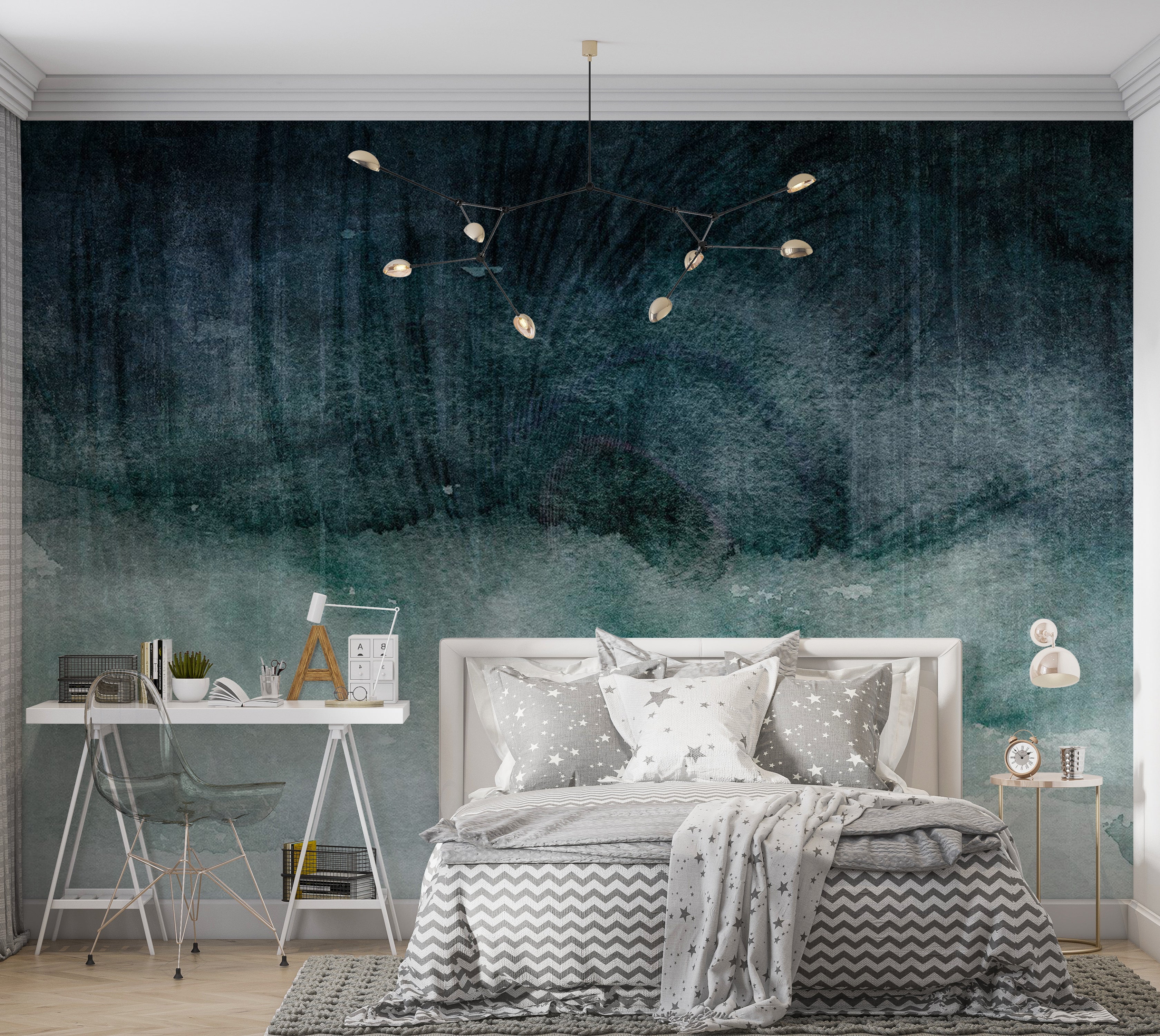 Peel & Stick Wall Mural - Blue Concrete Expression 38"Wx27"H