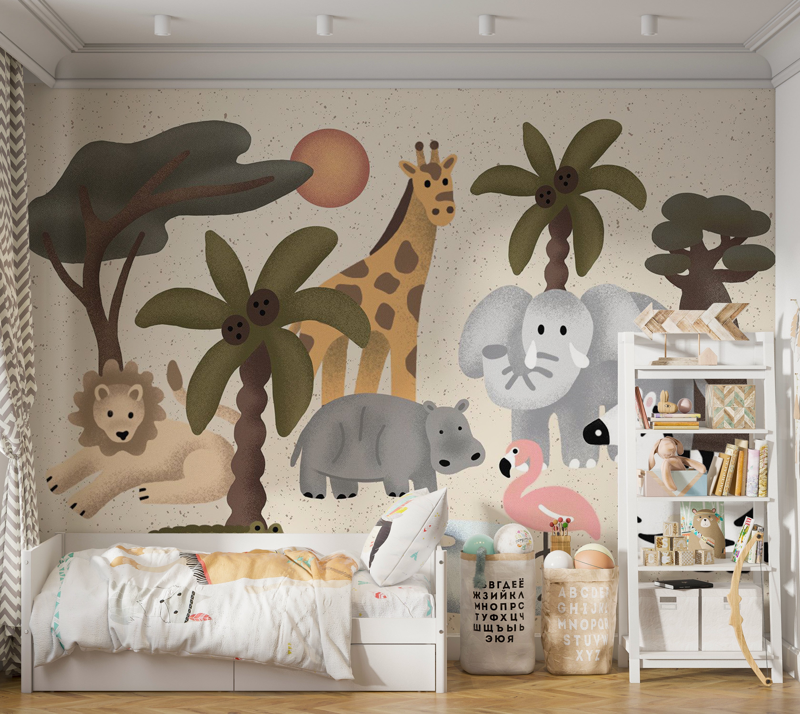 Kids Wallpaper Wall Mural - Jungle Animals 39"Wx27"H