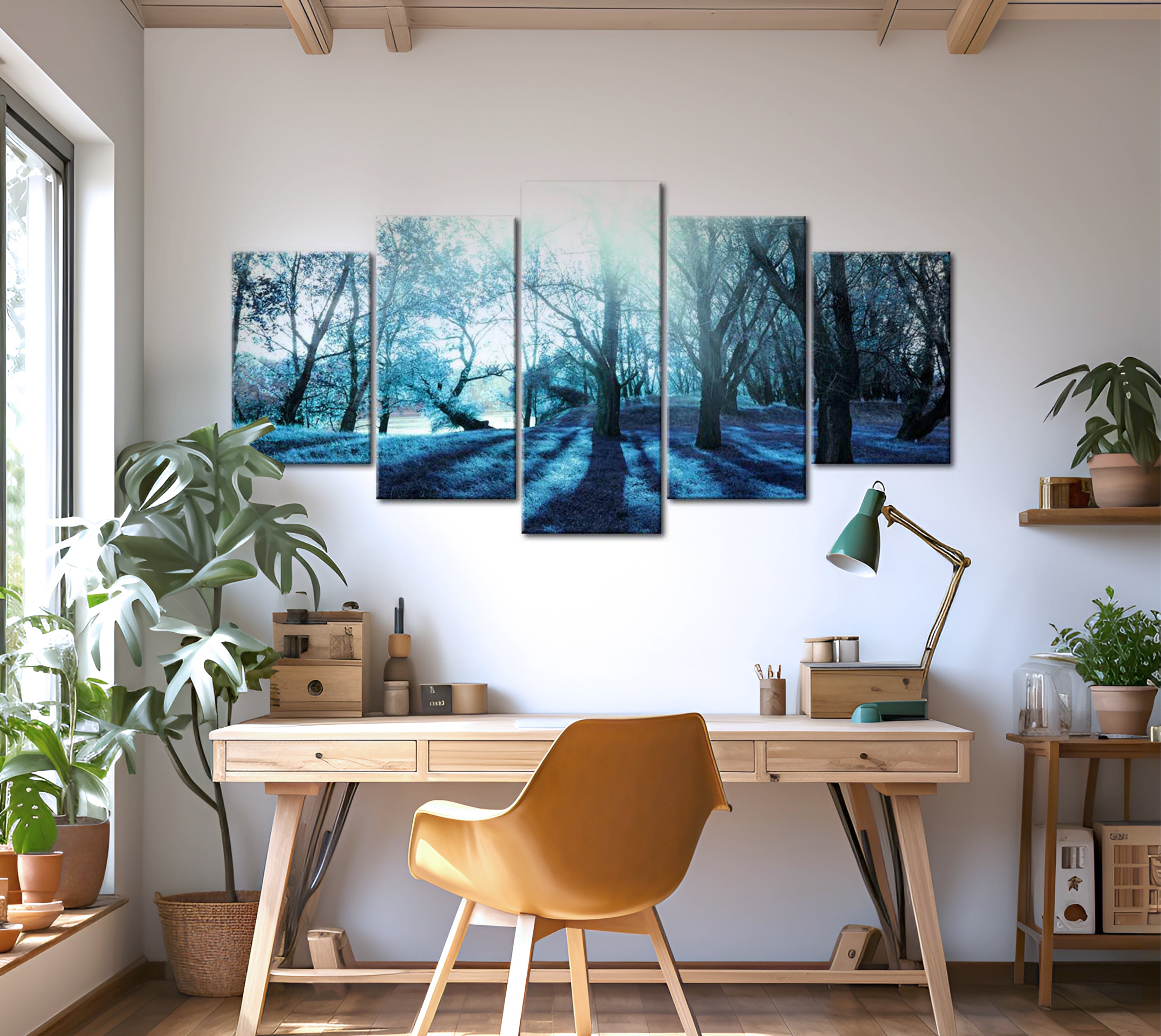 Stretched Canvas Landscape Art - Blue Glade 40"Wx20"H