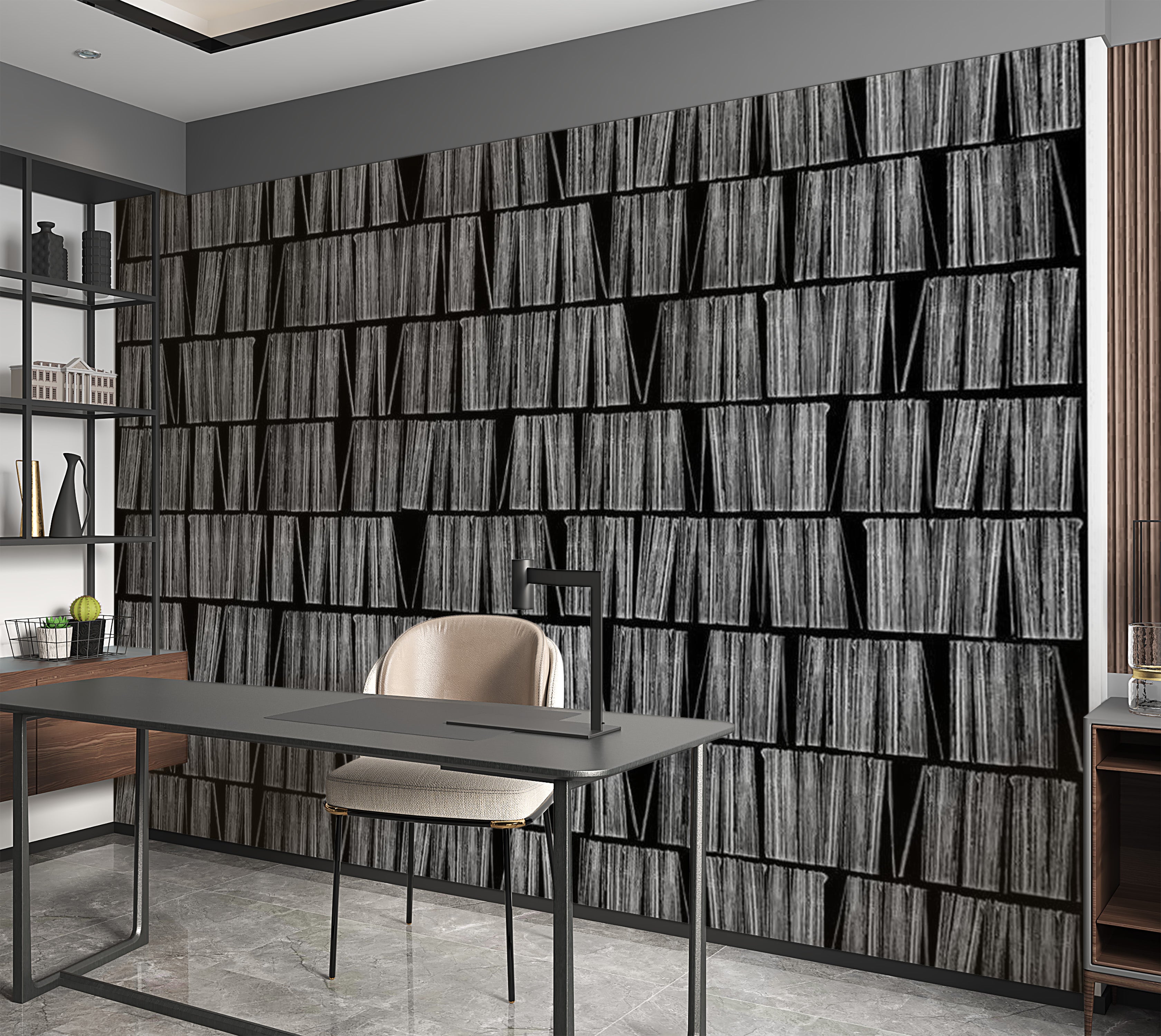 Abstract Wallpaper Wall Mural - Home Library 118"Wx90"H