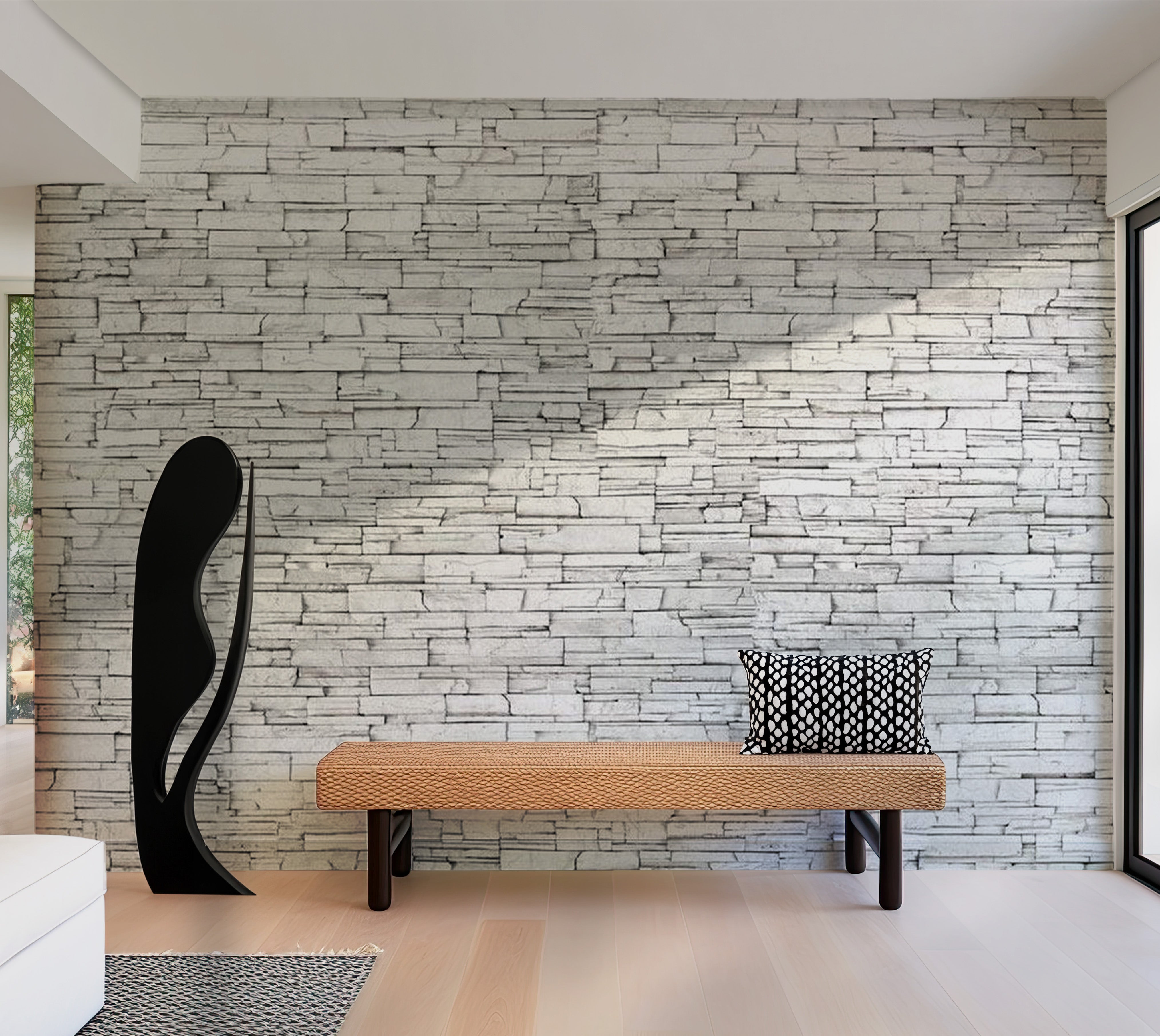 Background & Patterns Wallpaper Wall Mural - White Brick 39"Wx27"H