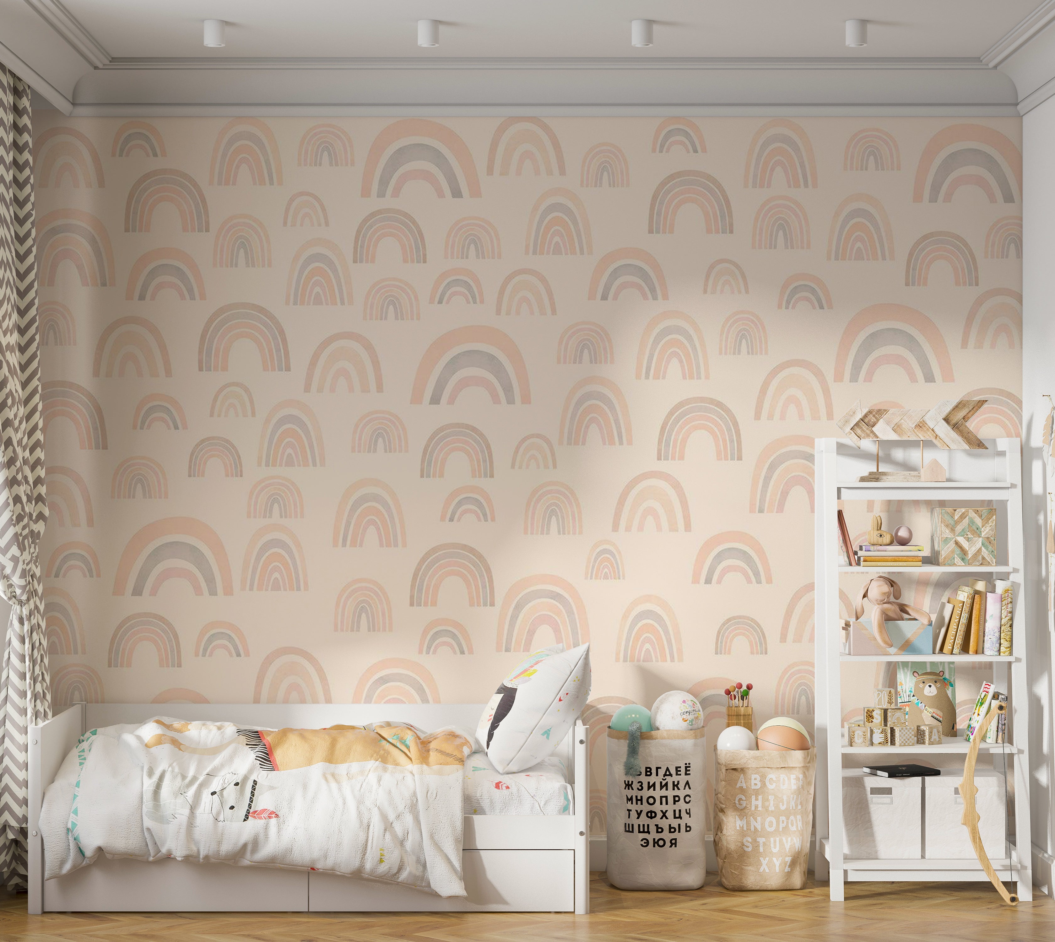 Kids Wallpaper Wall Mural - Pastel Rainbows 39"Wx27"H / Standard