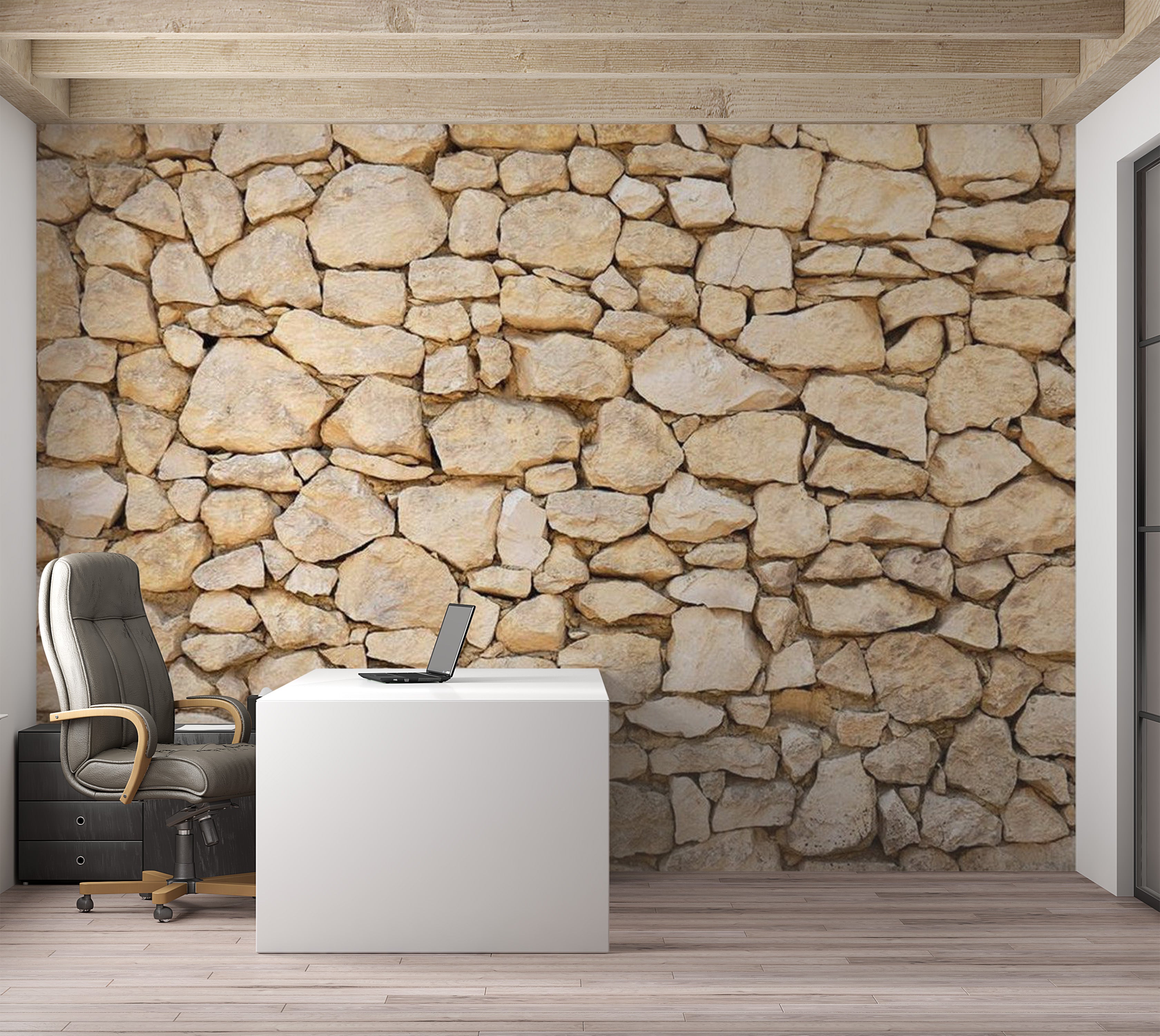 Background & Patterns Wallpaper Wall Mural - Visual Illusion - Stone 118"Wx90"H