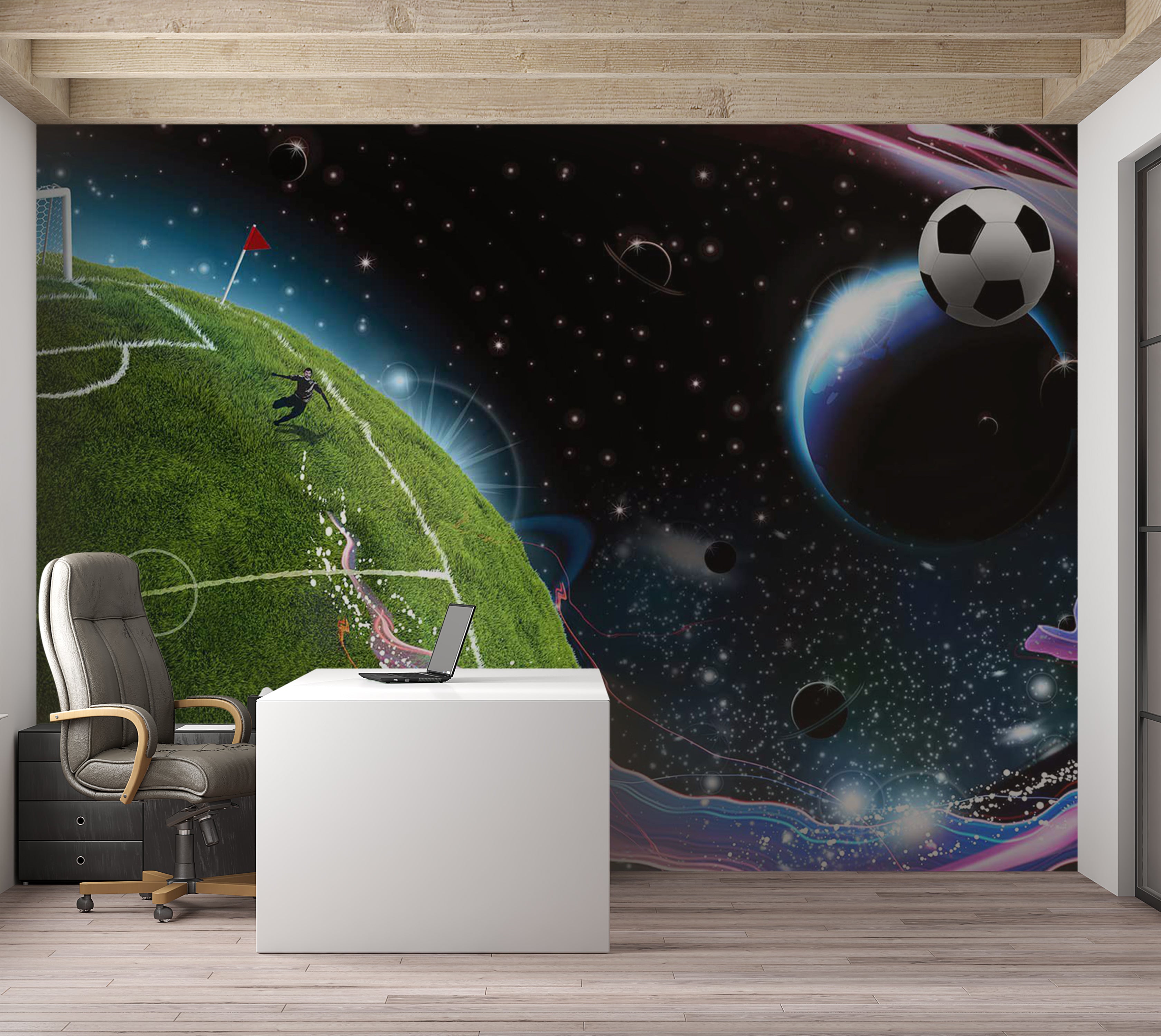 Peel & Stick Sports Wall Mural - Football Space Match 38"Wx27"H