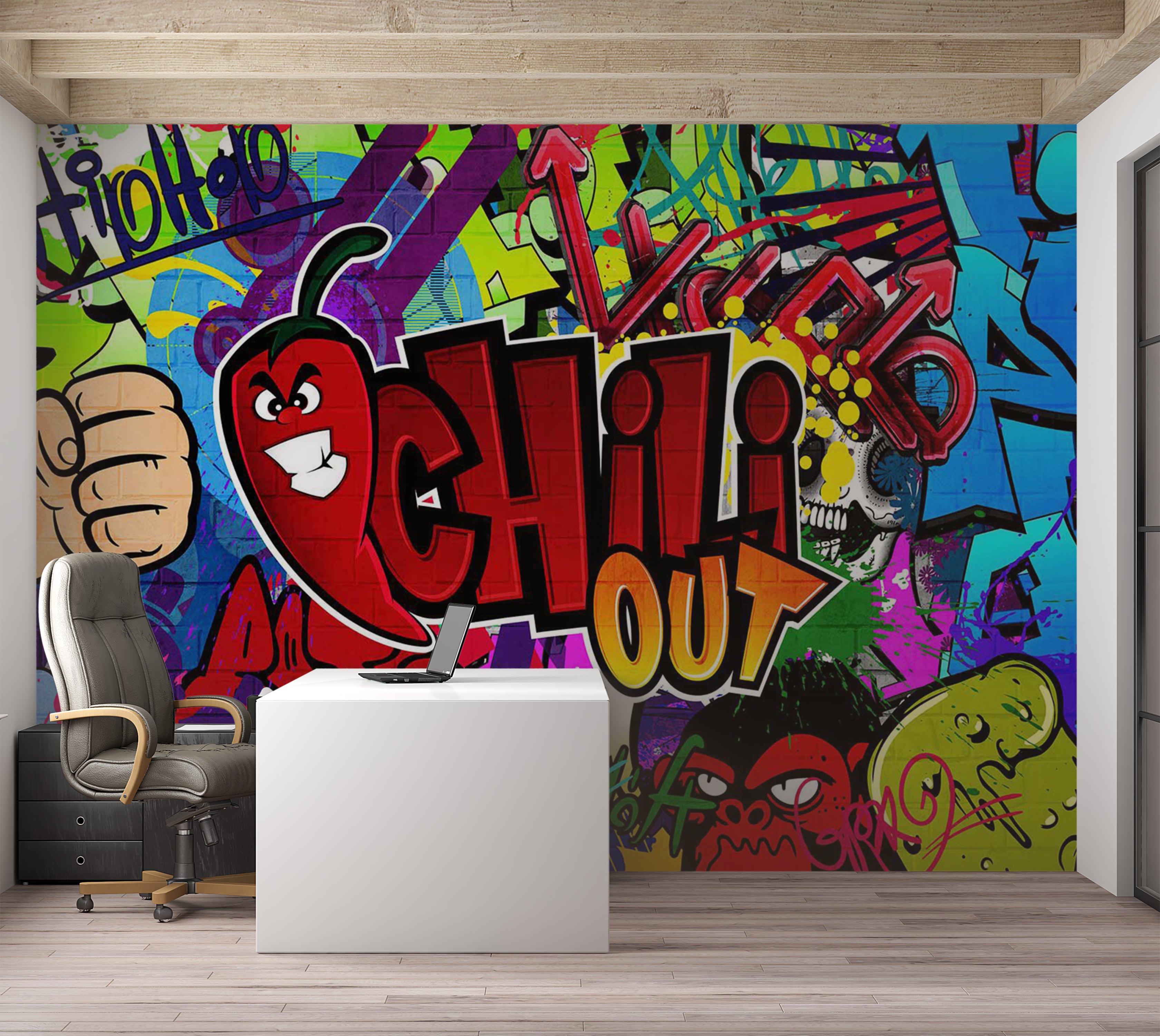 Peel & Stick Street Art Wall Mural - Chili Out 38"Wx27"H