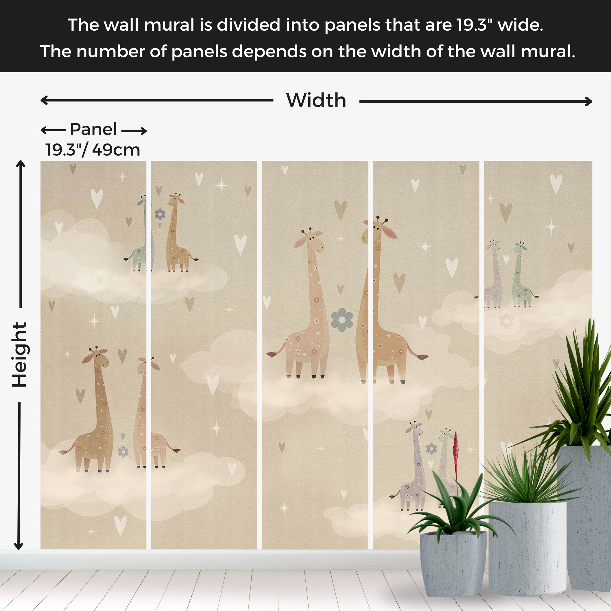 Peel & Stick Kids Wall Mural - Giraffes in Love 38"Wx27"H