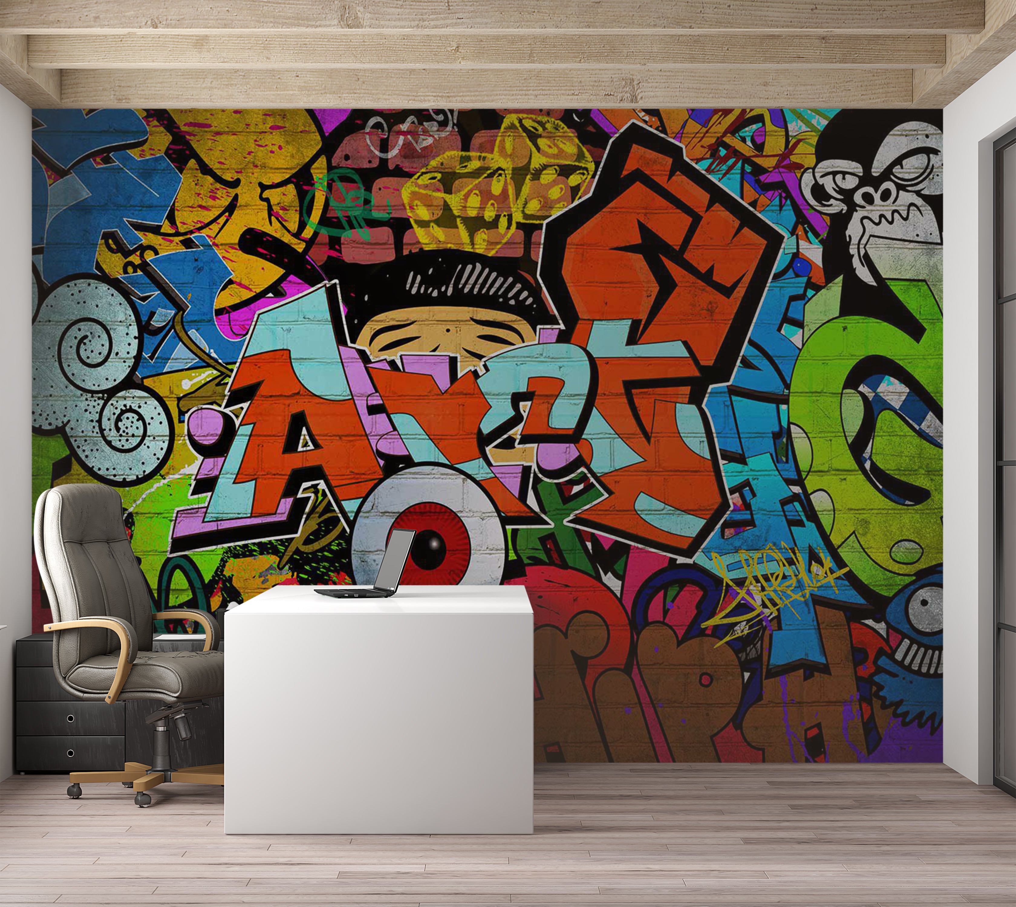 Peel & Stick Street Art Wall Mural - Hip Hop Art 38"Wx27"H