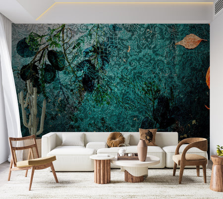 Abstract Wallpaper Wall Mural - Emerald Garden 39"Wx27"H / Standard