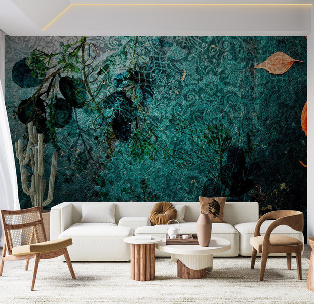 Abstract Wallpaper Wall Mural - Emerald Garden 39"Wx27"H / Standard