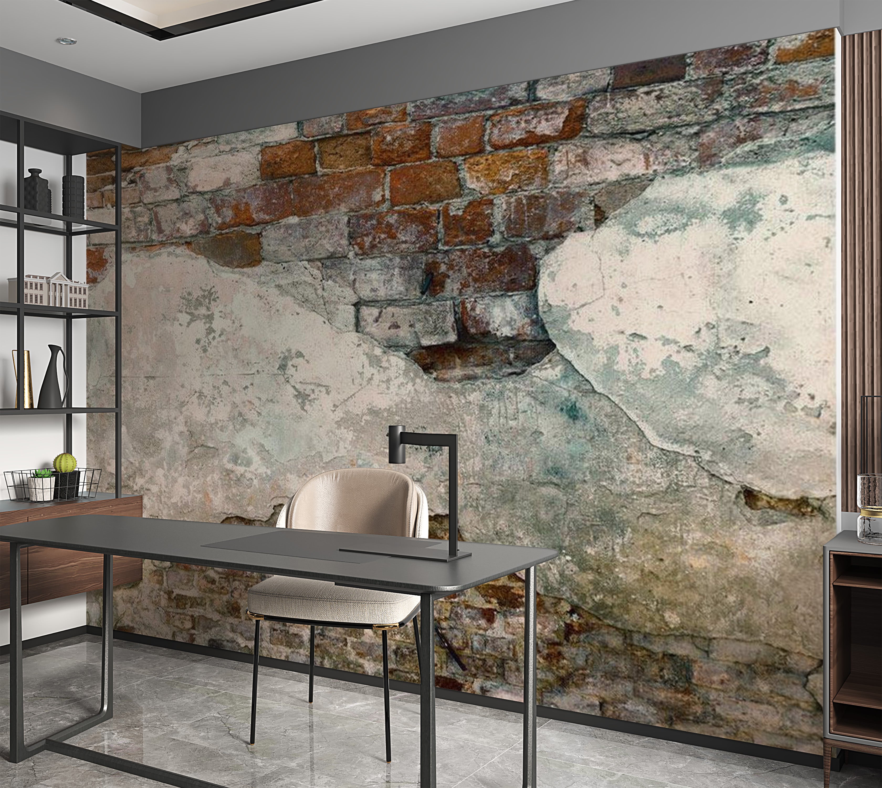 Background & Patterns Wallpaper Wall Mural - Old Brick Plaster Wall 39"Wx27"H