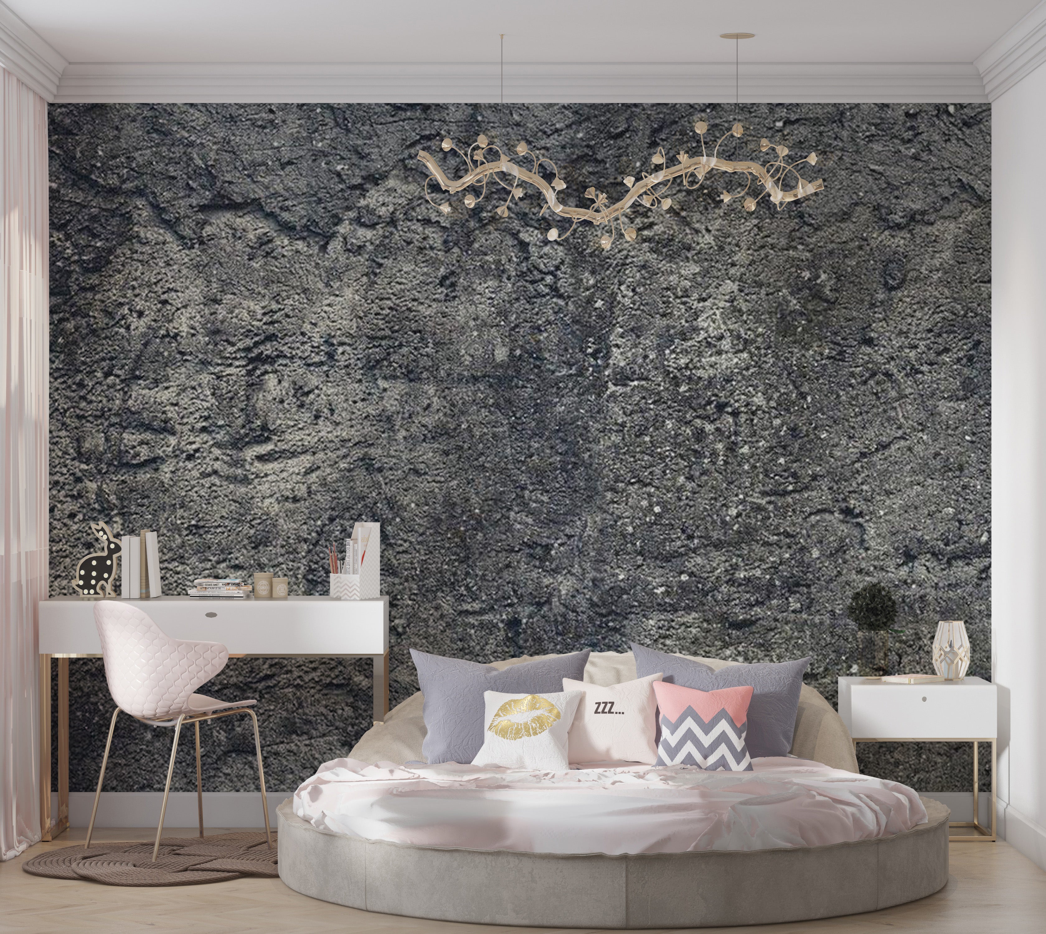 Background & Patterns Wallpaper Wall Mural - Dark Concrete Plaster Wall 39"Wx27"H