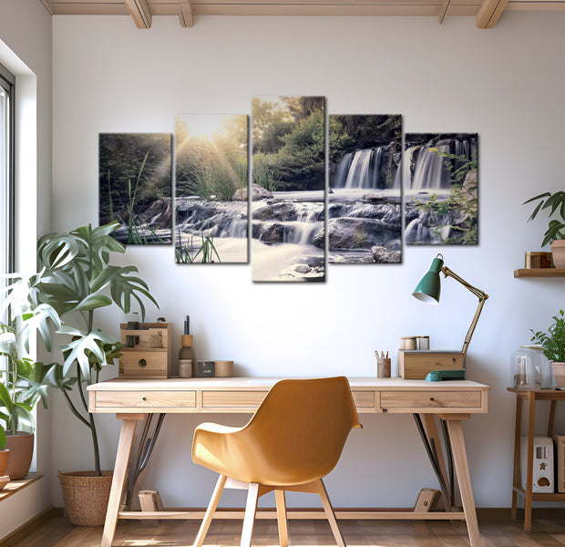 Stretched Canvas Landscape Art - Waterfall Of Dreams 40"Wx20"H