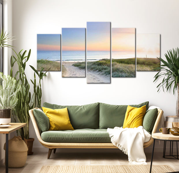 Stretched Canvas Landscape Art - Baltic Sea In The Morning 40"Wx20"H