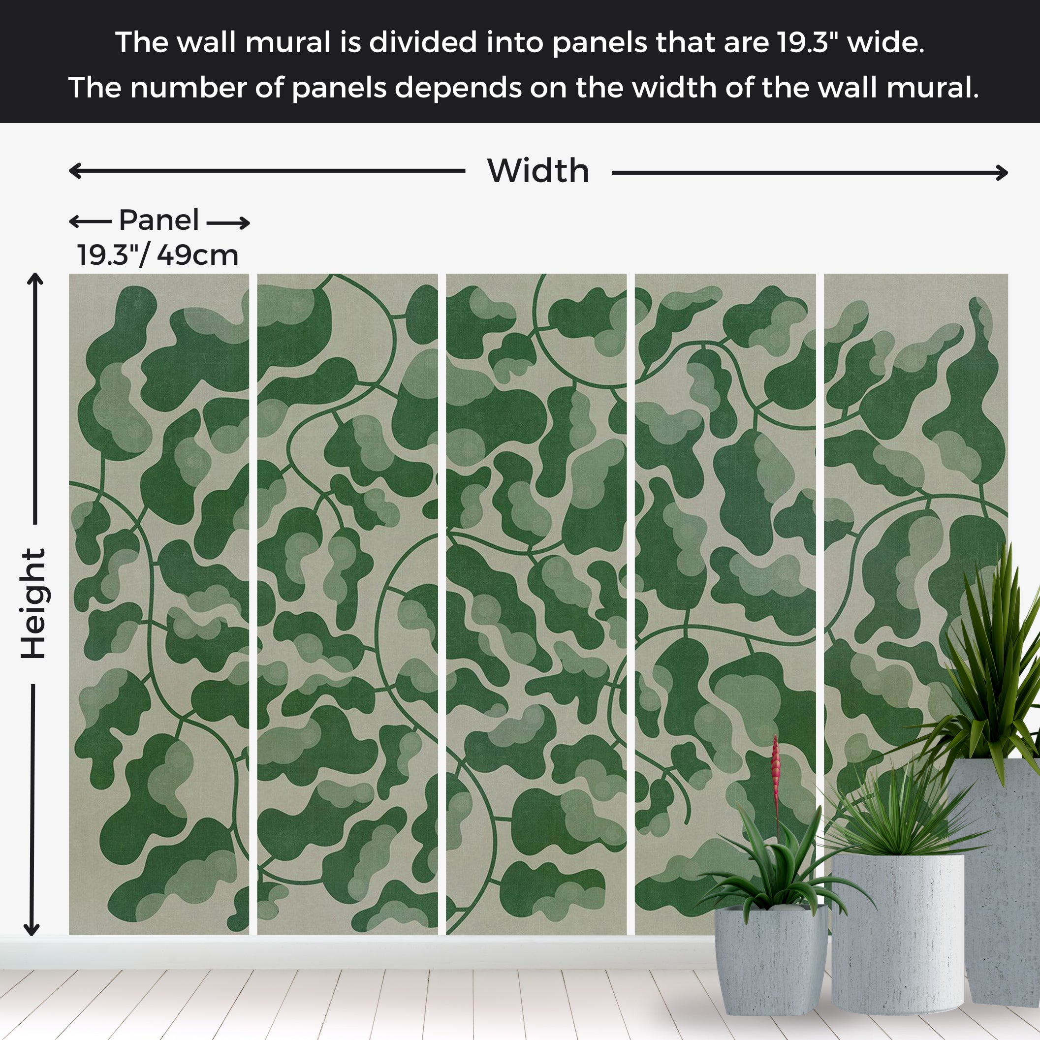 Peel & Stick Botanical Wall Mural - Green Labyrinth 38"Wx27"H