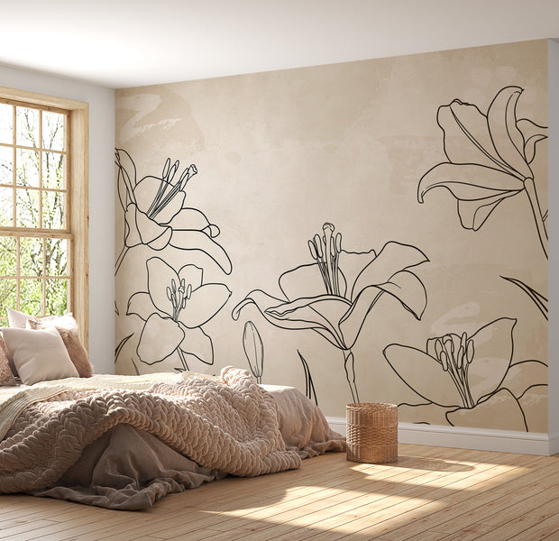 Peel & Stick Botanical Wall Mural - Sketch of Nature 38"Wx27"H