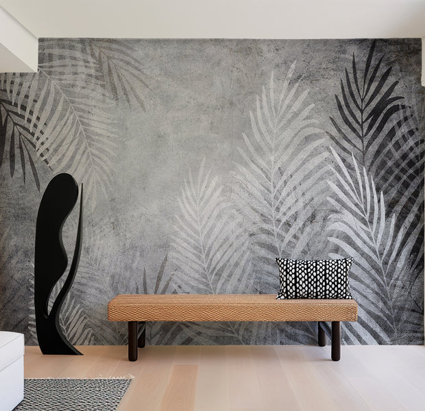 Peel & Stick Botanical Wall Mural - Palm Leaves in The Dark 38"Wx27"H