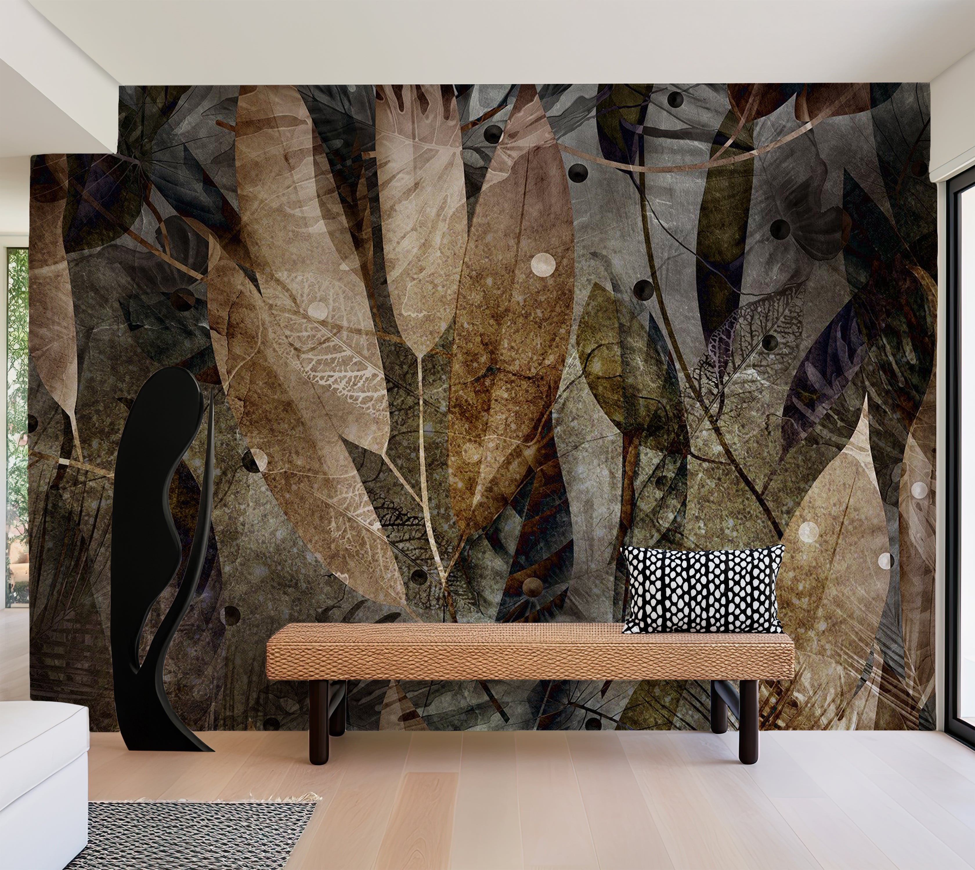 Botanical Wallpaper Wall Mural - Mixed Autumn Leaves 39"Wx27"H / Standard